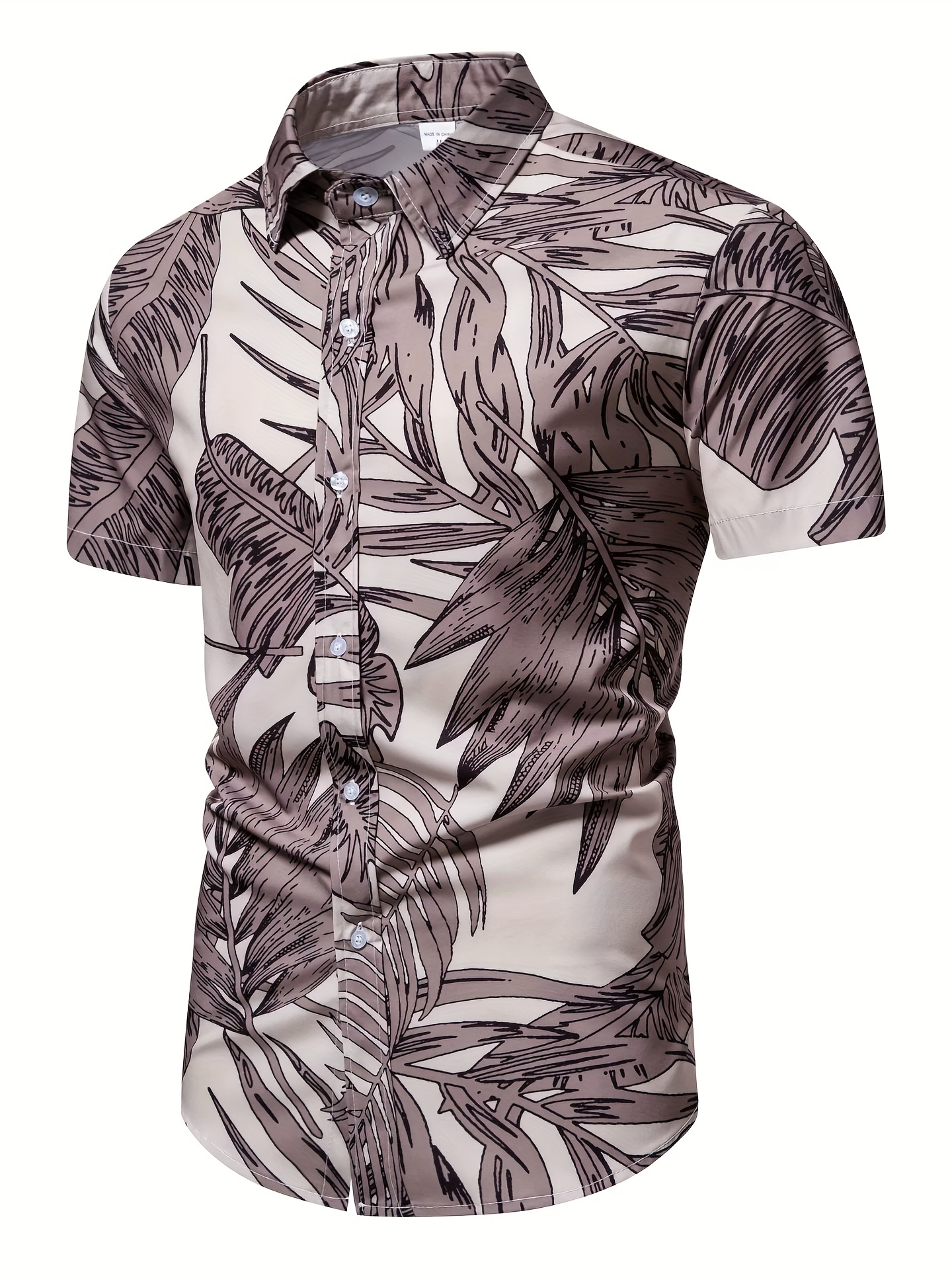 mens casual slim short sleeve shirts with flower for summer details 53