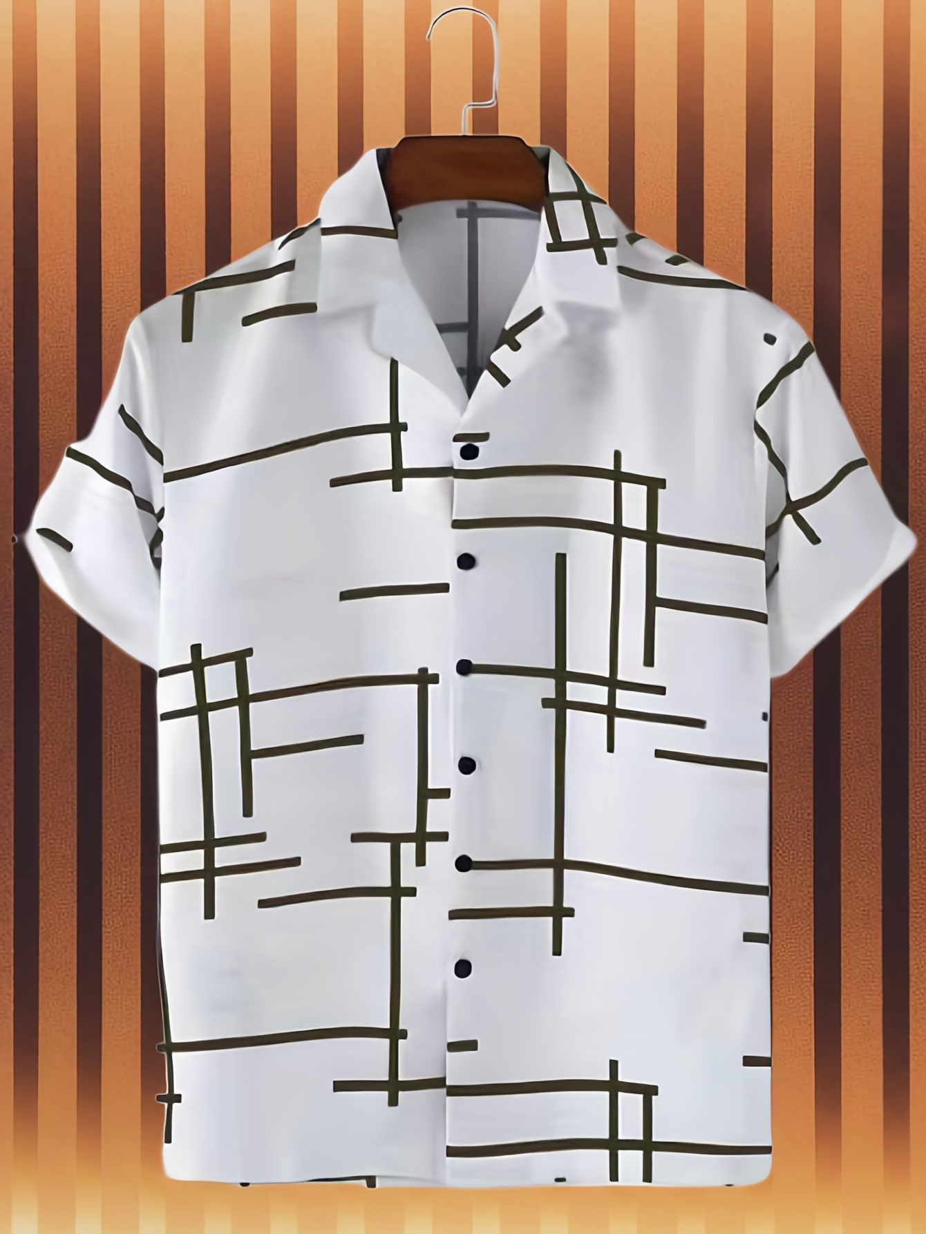 trendy stripe print mens casual short sleeve hawaiian shirt mens shirt for summer vacation resort tops for men details 15