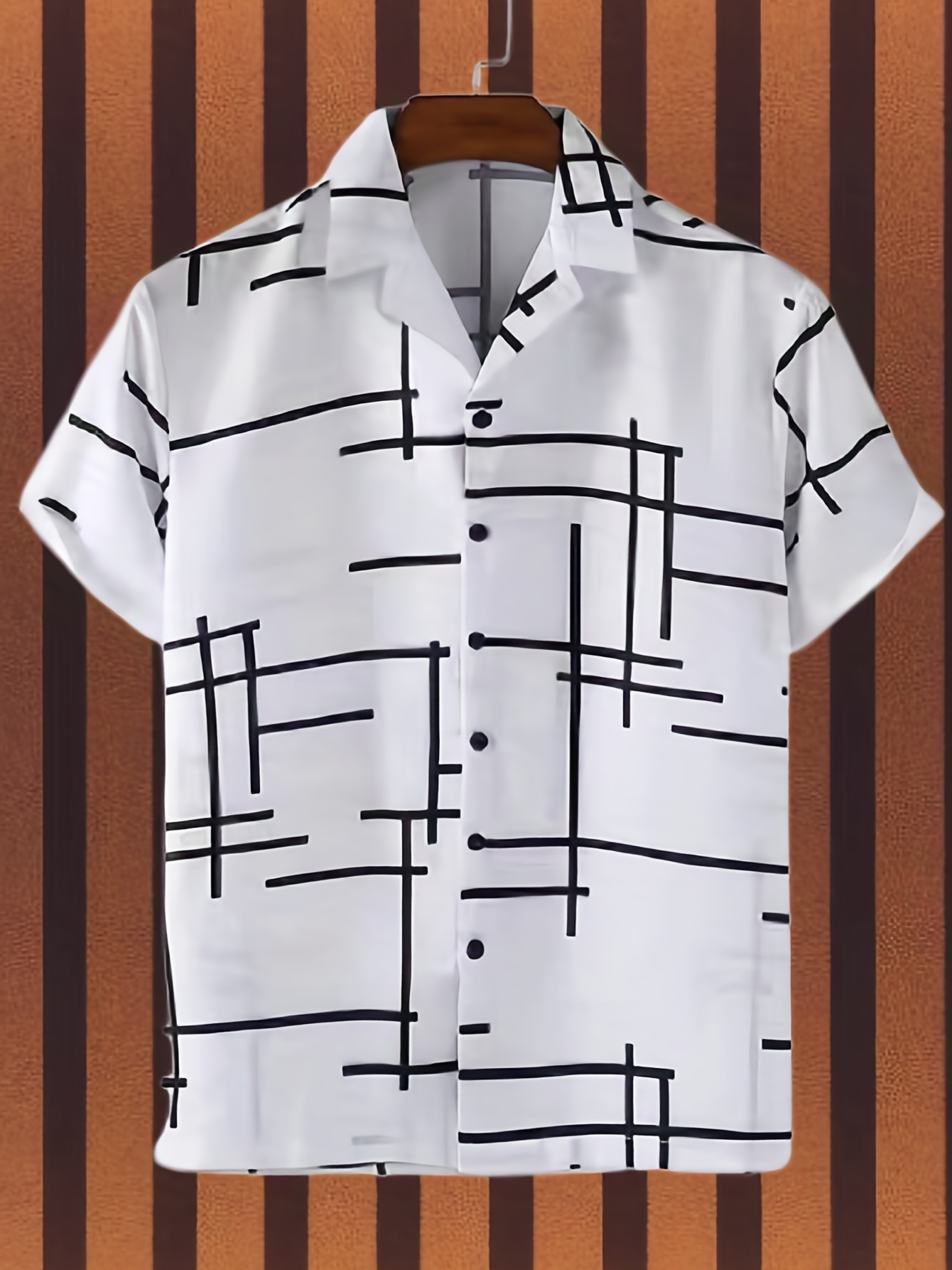 trendy stripe print mens casual short sleeve hawaiian shirt mens shirt for summer vacation resort tops for men details 18