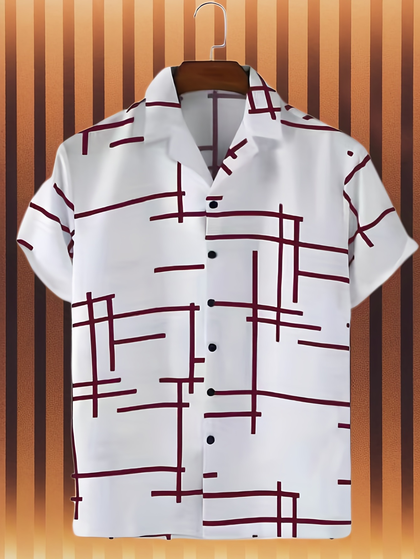 trendy stripe print mens casual short sleeve hawaiian shirt mens shirt for summer vacation resort tops for men details 30