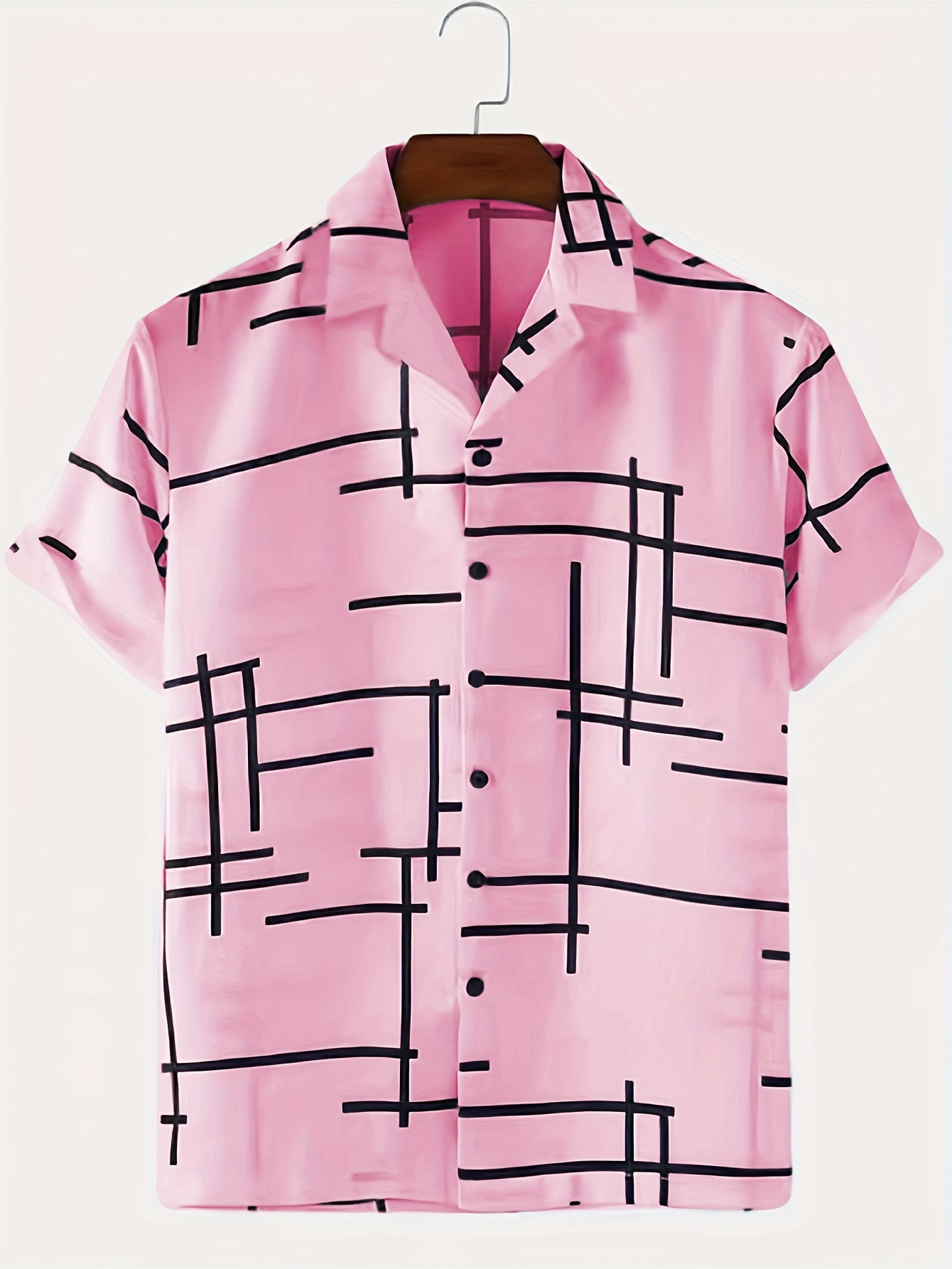 trendy stripe print mens casual short sleeve hawaiian shirt mens shirt for summer vacation resort tops for men details 31