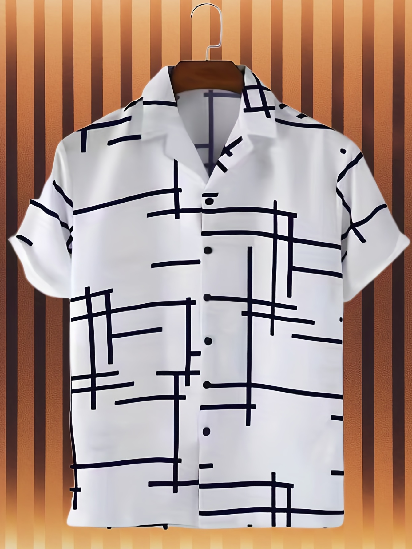 trendy stripe print mens casual short sleeve hawaiian shirt mens shirt for summer vacation resort tops for men details 40