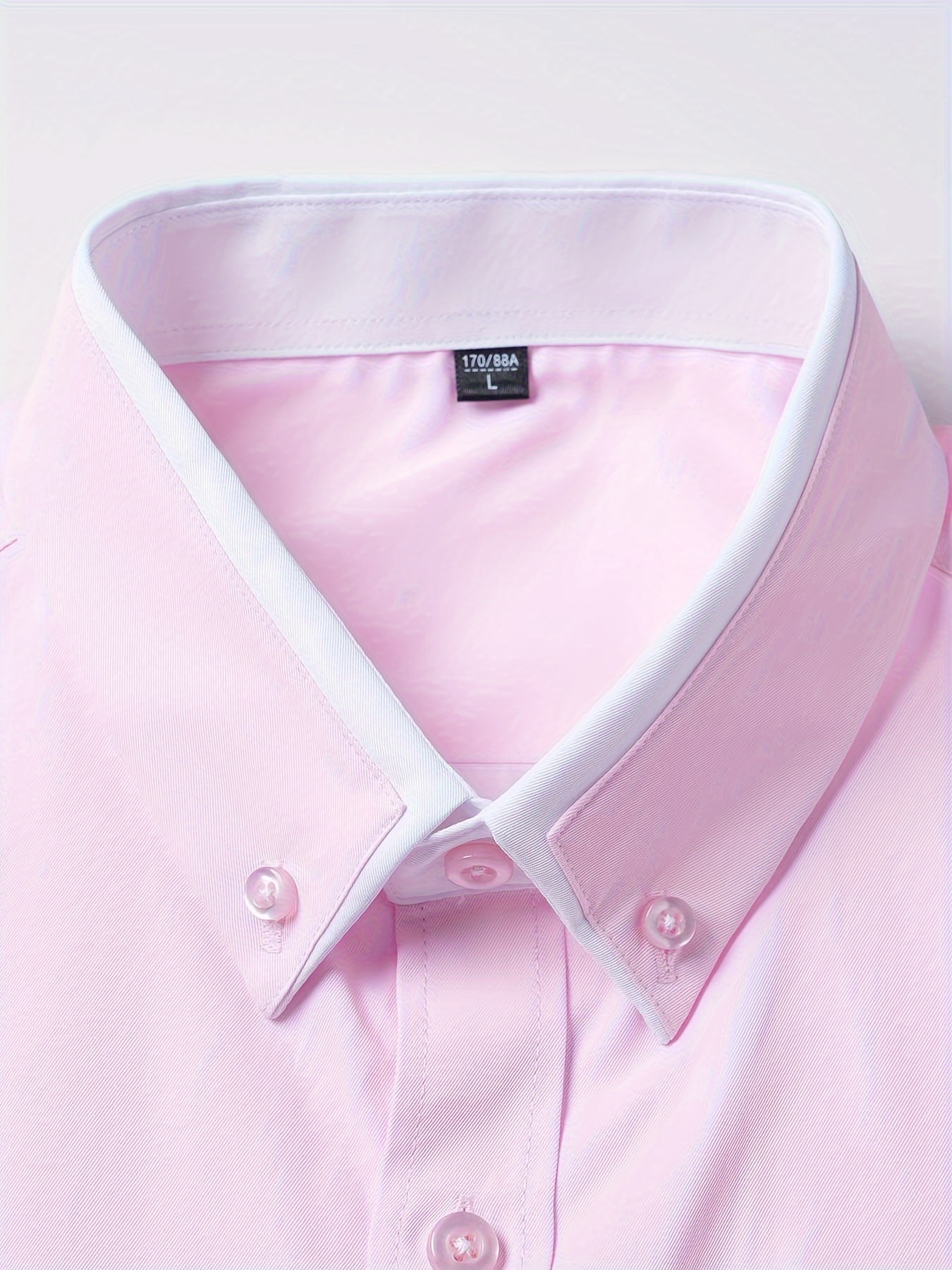 elegant color block mens slim fit long sleeve button up shirt with fake chest pocket spring fall mens formal dress shirt details 8