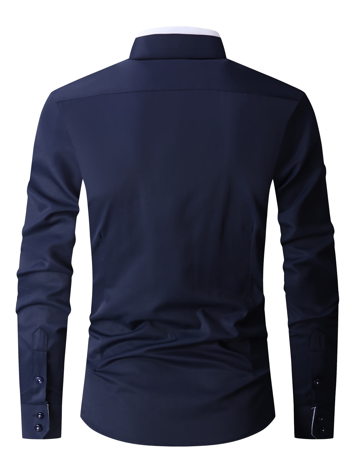 elegant color block mens slim fit long sleeve button up shirt with fake chest pocket spring fall mens formal dress shirt details 11