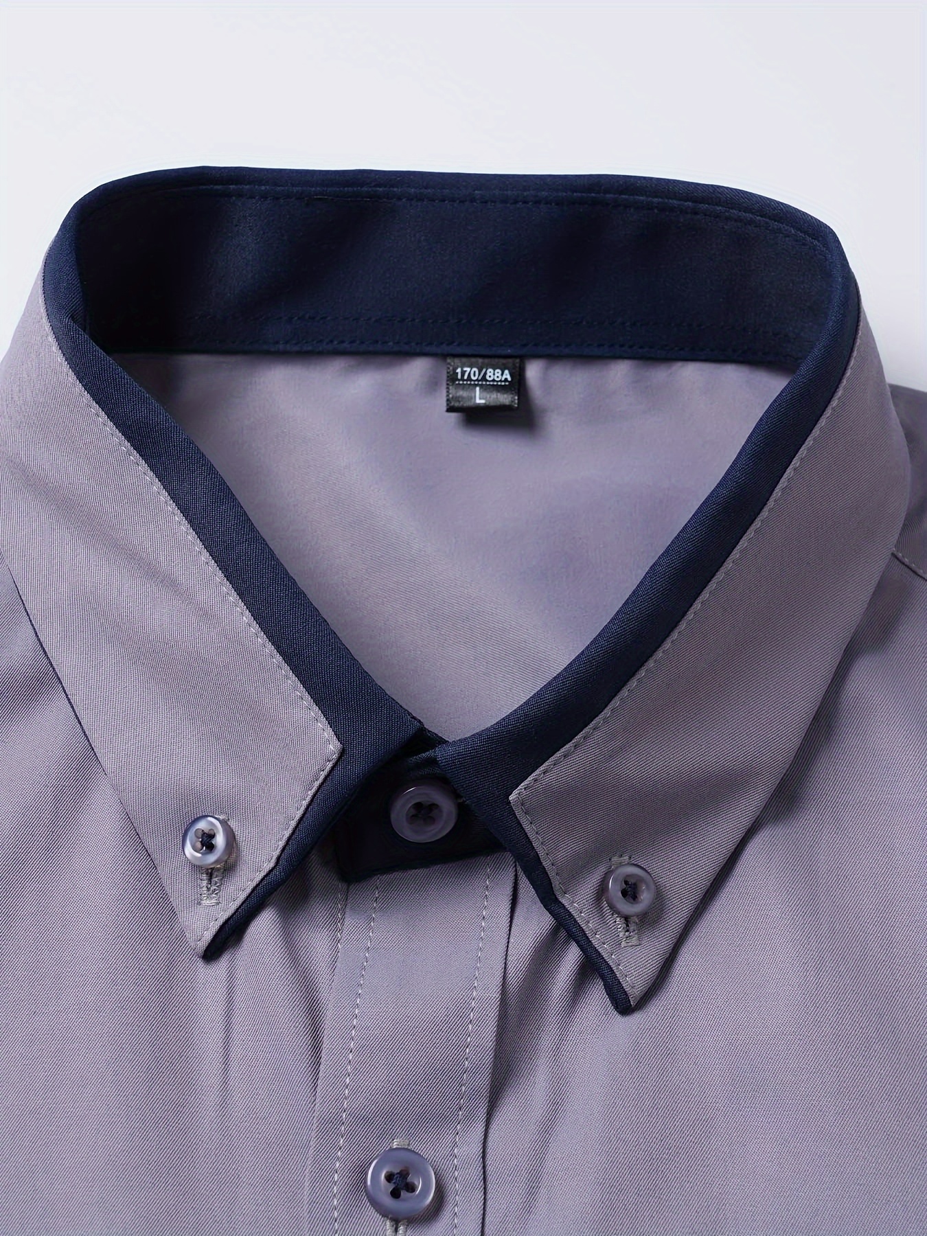 elegant color block mens slim fit long sleeve button up shirt with fake chest pocket spring fall mens formal dress shirt details 28