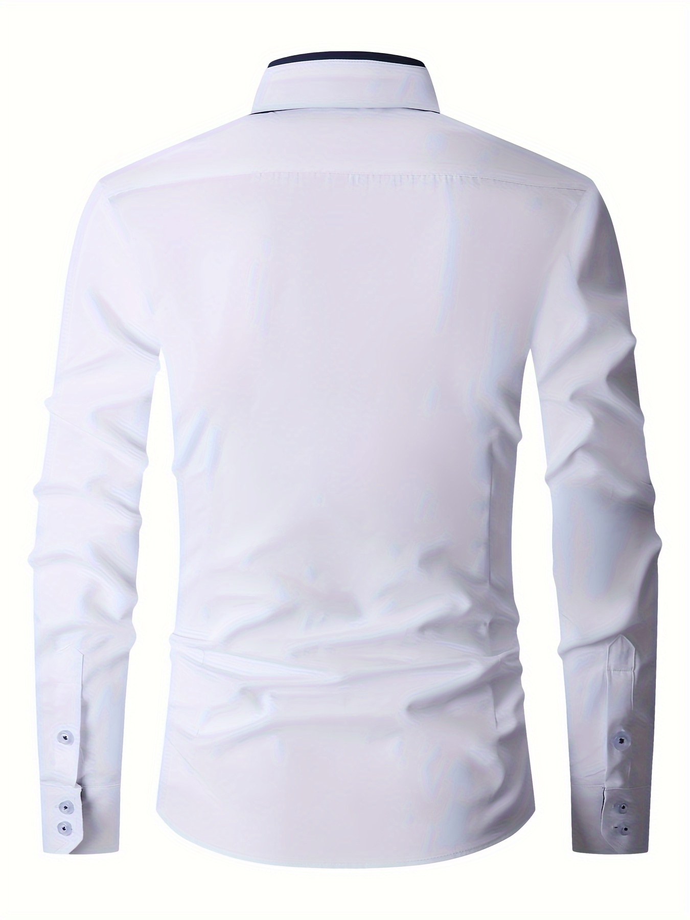 elegant color block mens slim fit long sleeve button up shirt with fake chest pocket spring fall mens formal dress shirt details 30