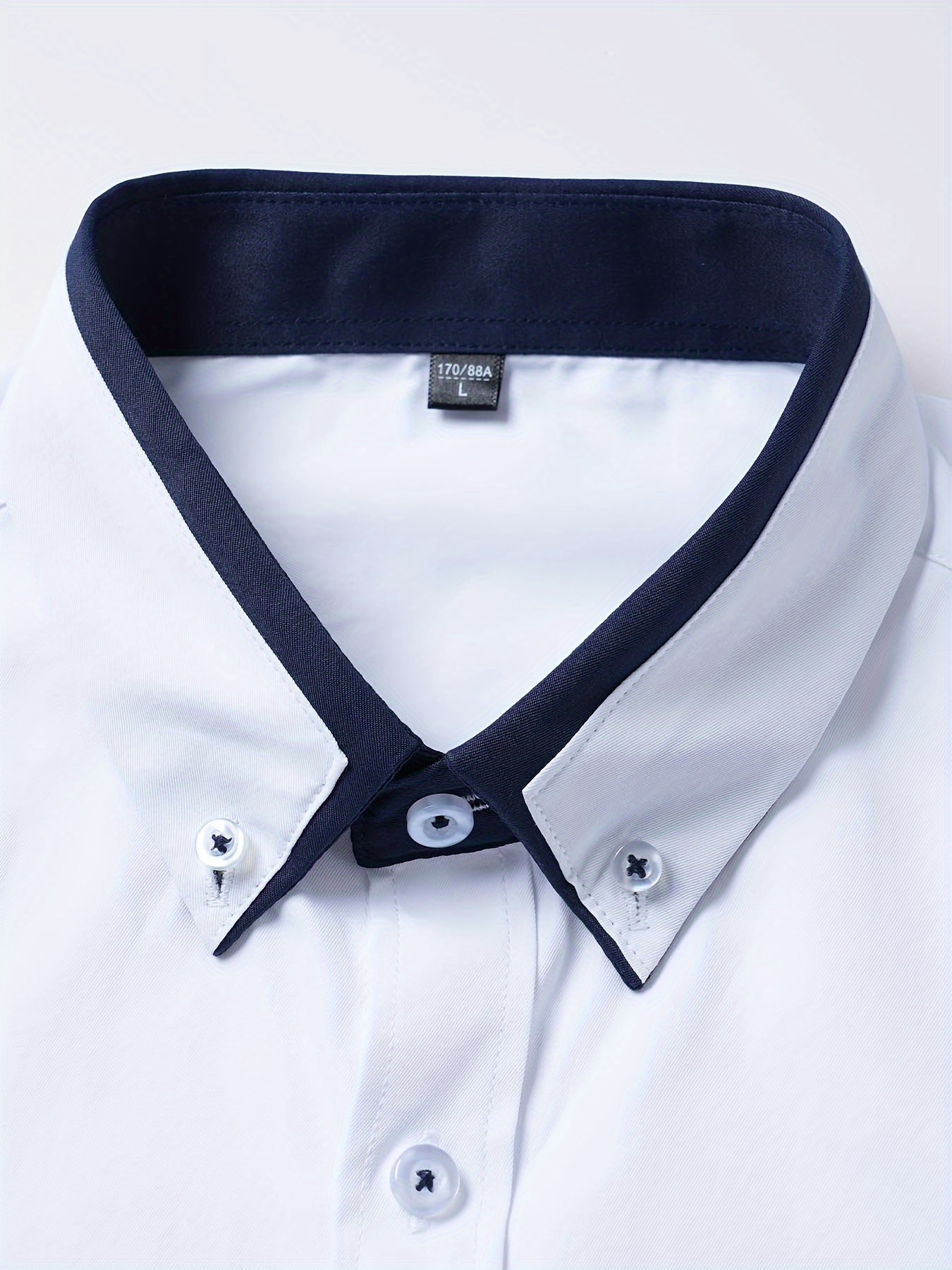 elegant color block mens slim fit long sleeve button up shirt with fake chest pocket spring fall mens formal dress shirt details 33