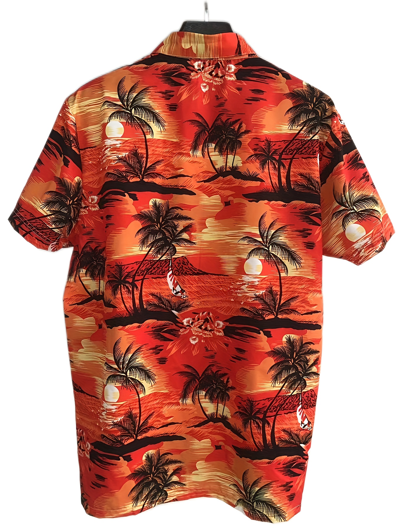 mens hawaiian shirt tropical island pattern short sleeves casual button up for vacation and beach resorts details 0