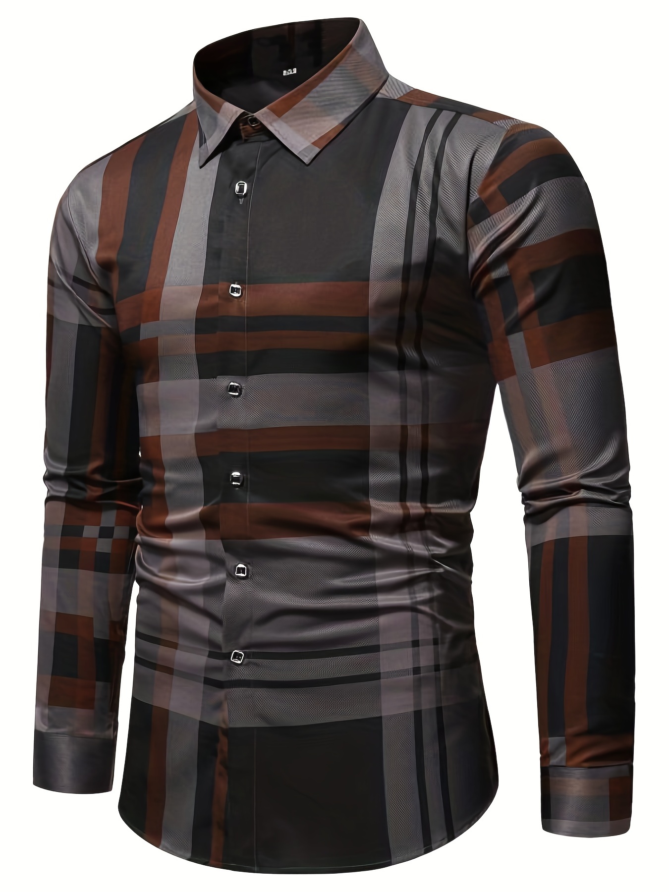 mens semi formal non stretch long sleeve turndown collar shirt male clothes for spring and summer details 7