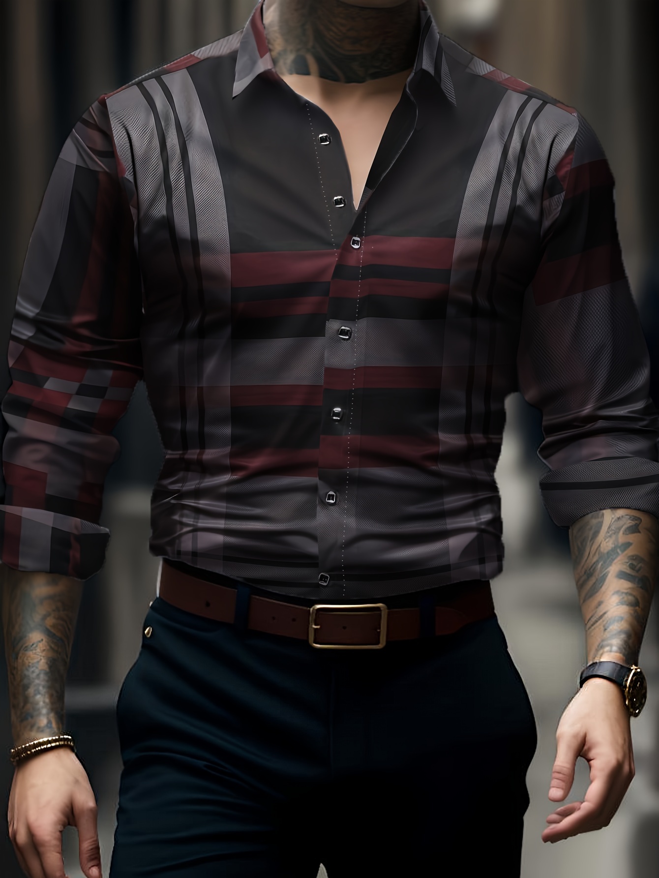 mens semi formal non stretch long sleeve turndown collar shirt male clothes for spring and summer details 11