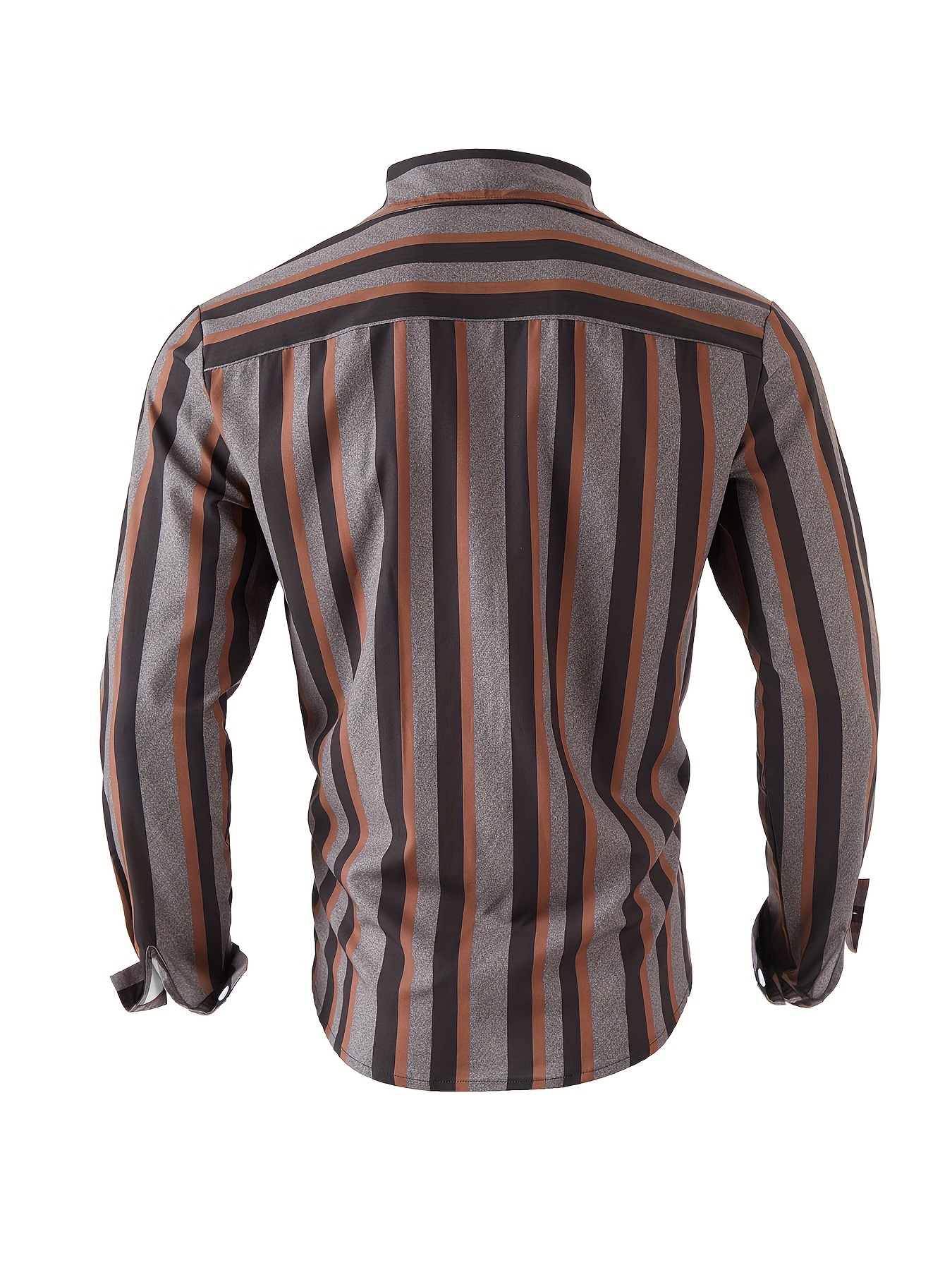 mens classic design striped long sleeve button up shirt for business occasions spring fall mens clothing details 1