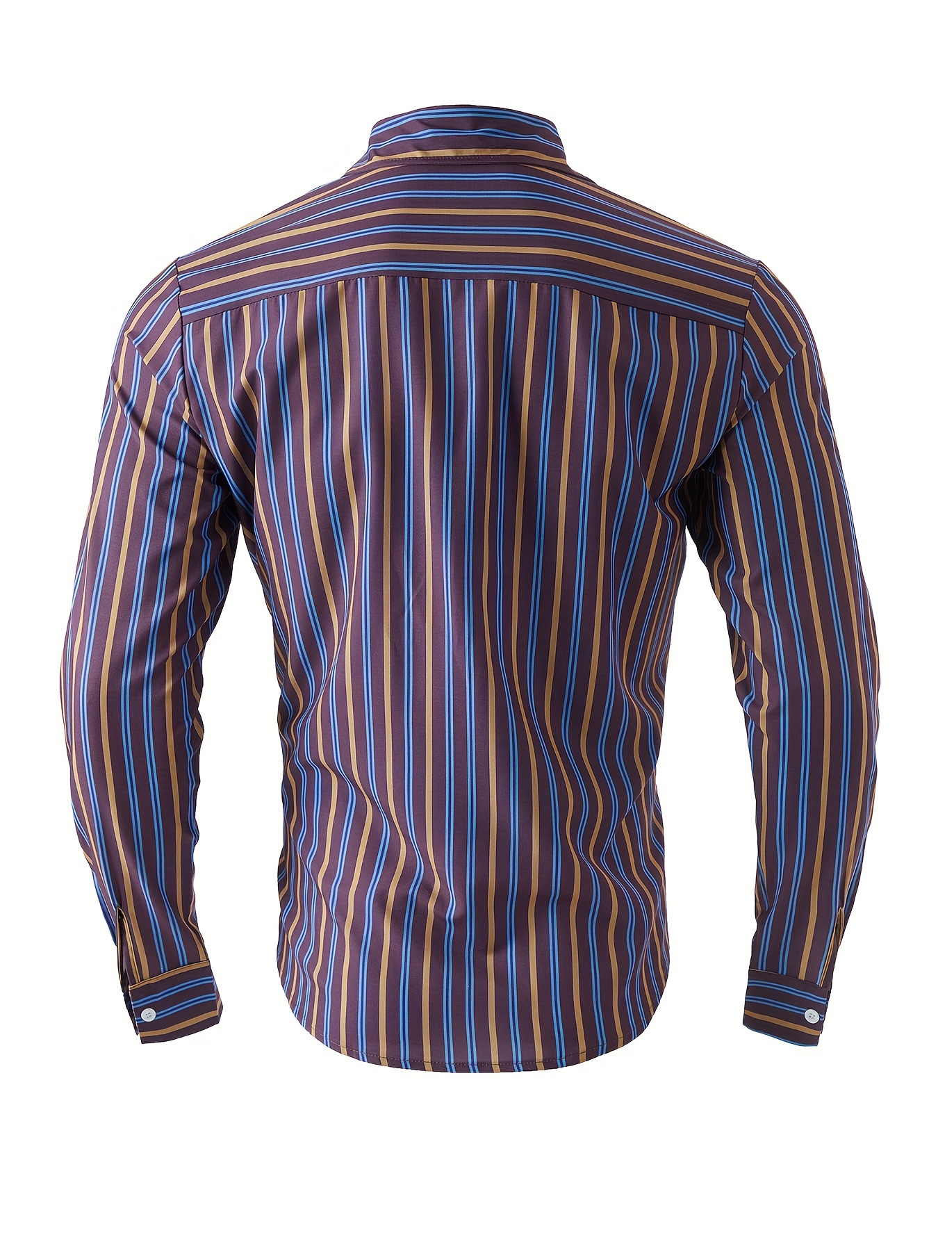 mens classic design striped long sleeve button up shirt for business occasions spring fall mens clothing details 6