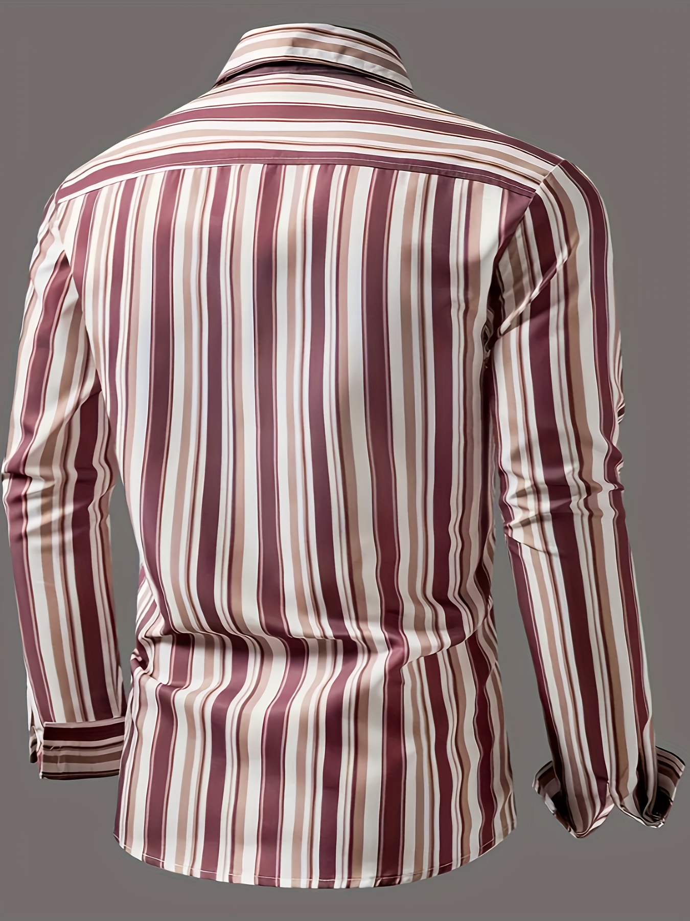 mens classic design striped long sleeve button up shirt for business occasions spring fall mens clothing details 11