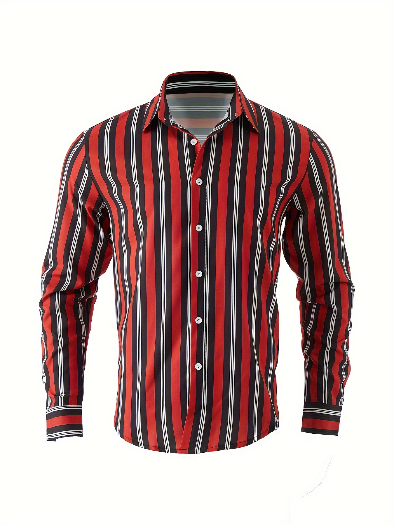 mens classic design striped long sleeve button up shirt for business occasions spring fall mens clothing details 20