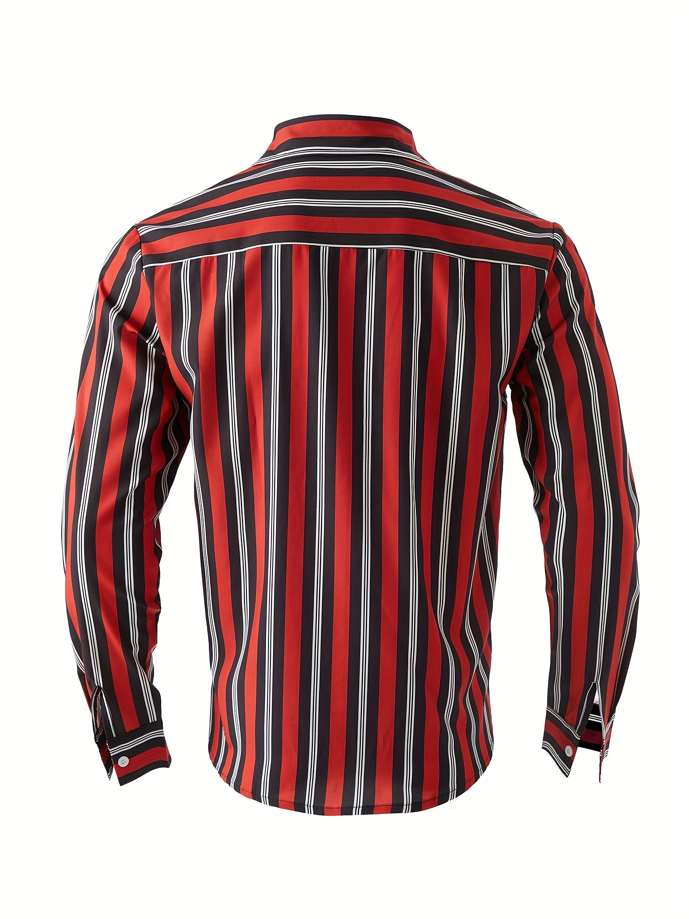 mens classic design striped long sleeve button up shirt for business occasions spring fall mens clothing details 21