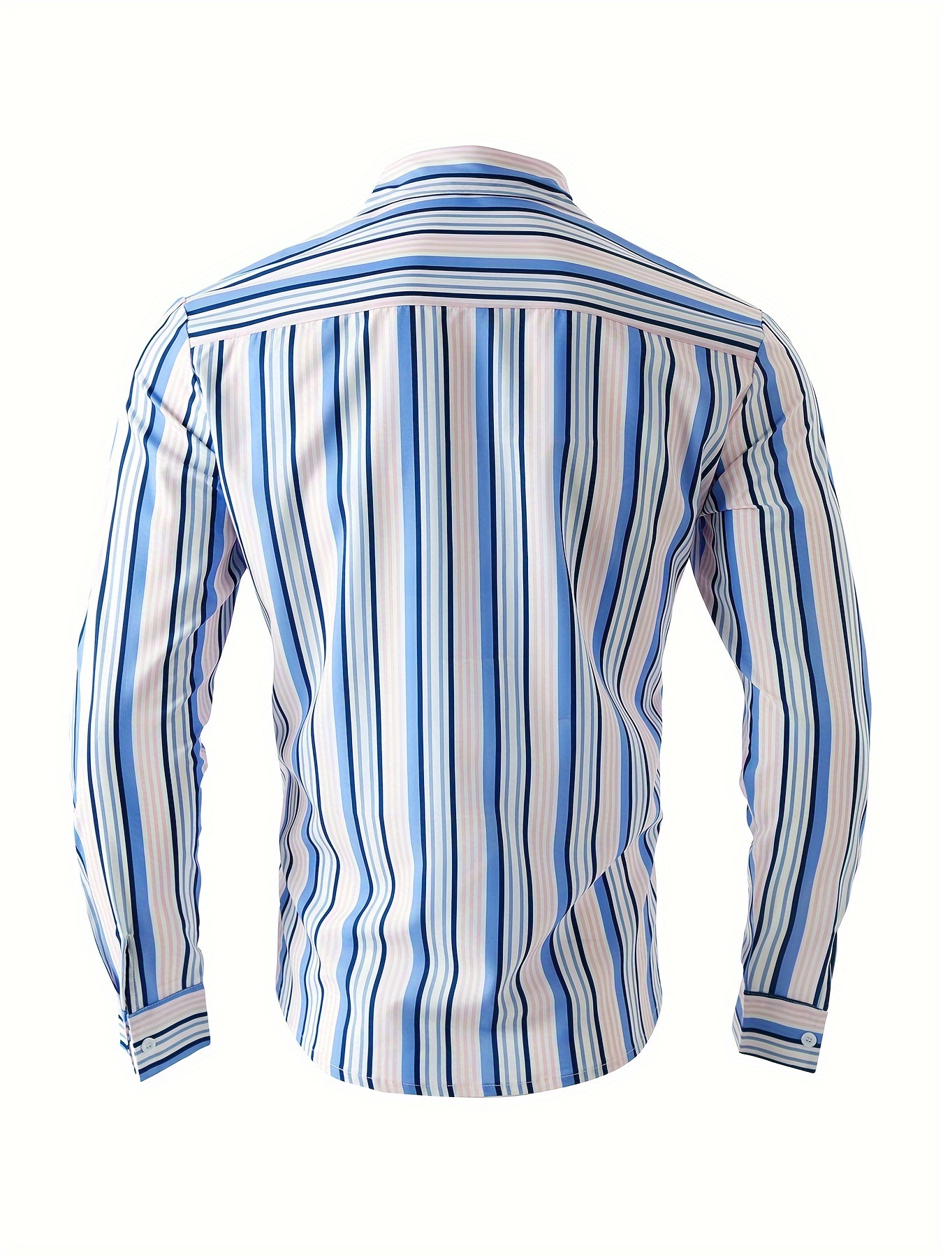 mens classic design striped long sleeve button up shirt for business occasions spring fall mens clothing details 26