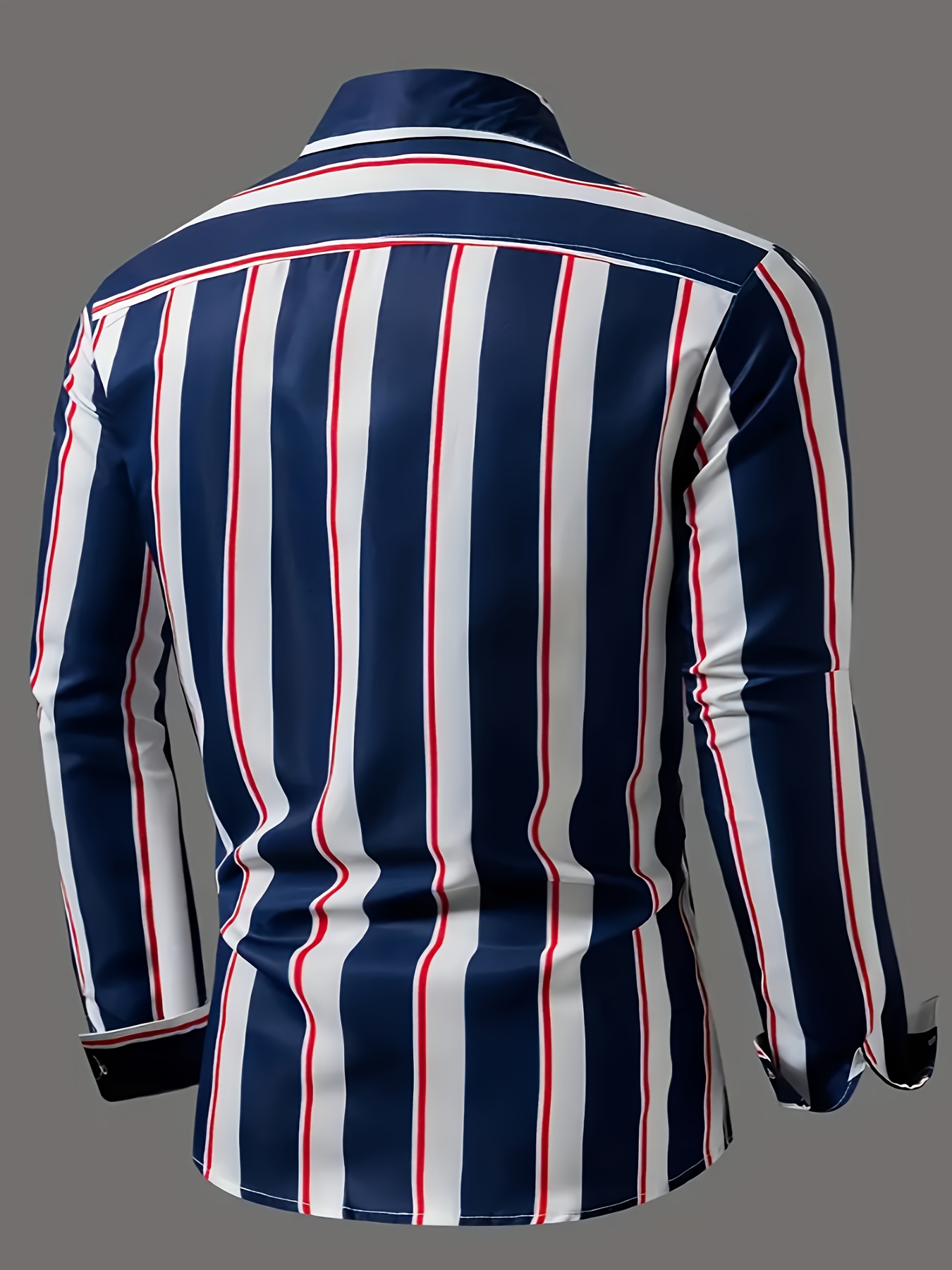 mens classic design striped long sleeve button up shirt for business occasions spring fall mens clothing details 30