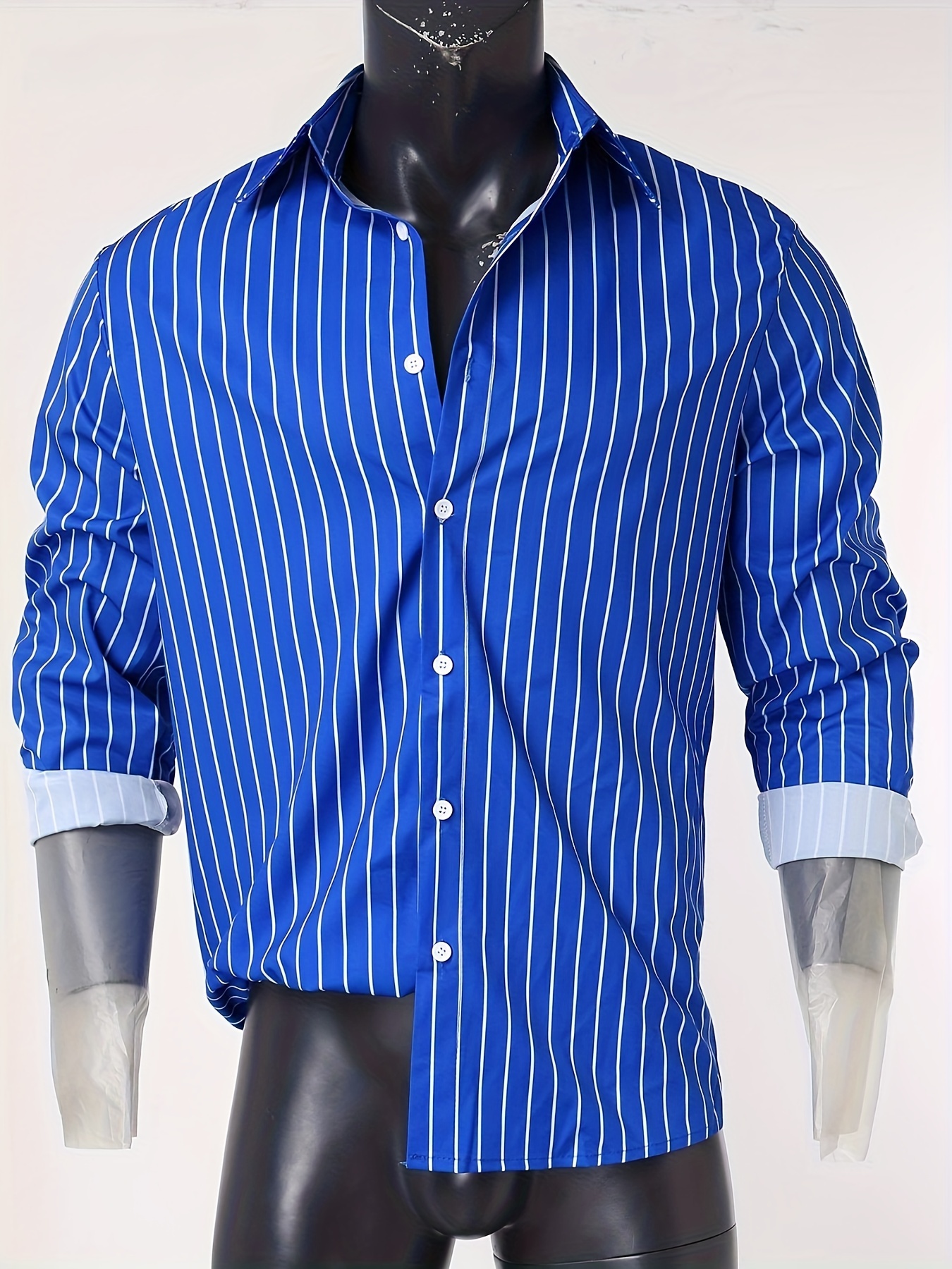 casual striped mens daily thin long sleeve button up shirt for spring summer outdoor gift for men details 14