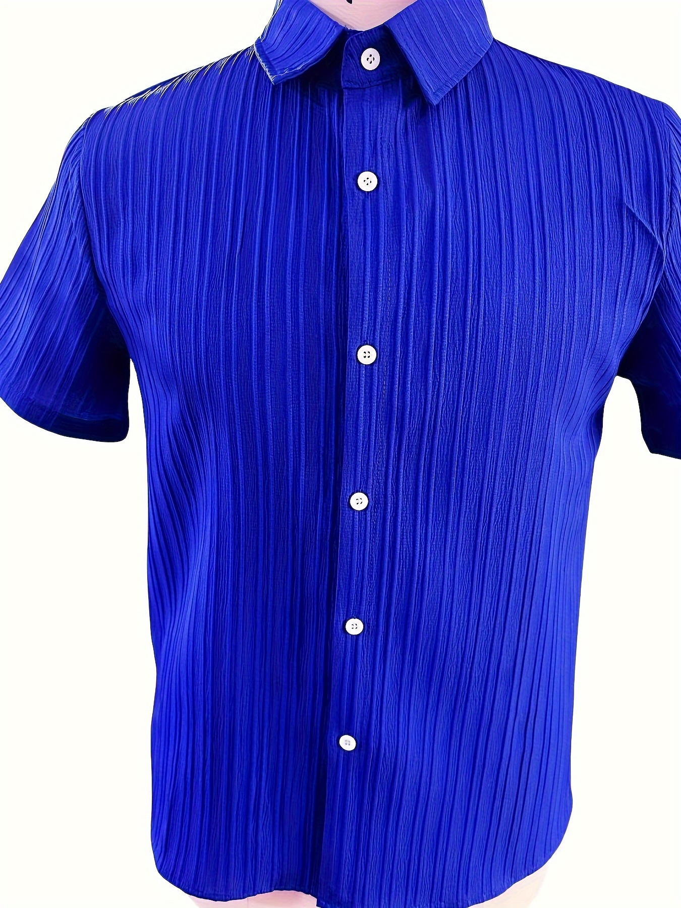 casual ribbed mens short sleeve button up shirt for summer resort vacation mens leisurewear details 6