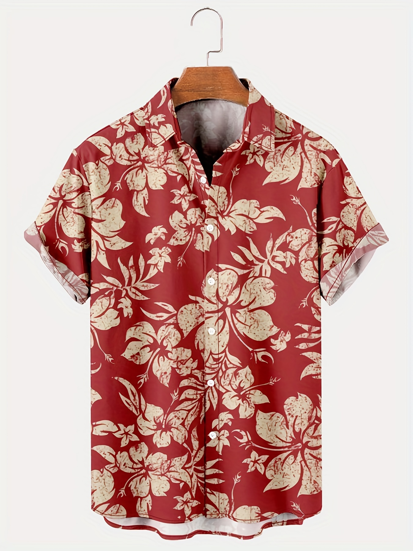 floral print mens casual short sleeve hawaiian shirt mens shirt for summer vacation resort details 1