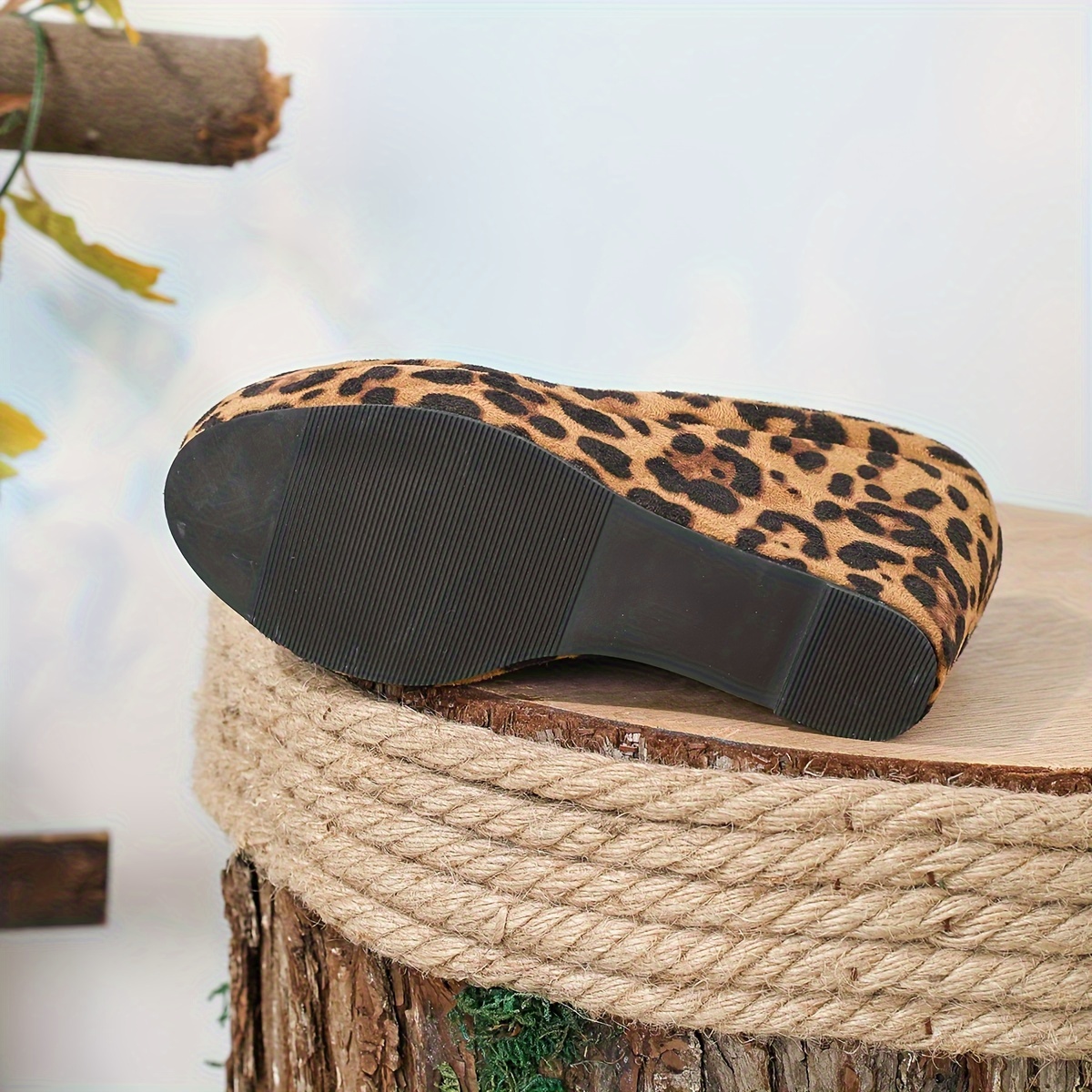 womens leopard print wedge heels retro soft sole slip on platform high heels comfortable party pumps details 4