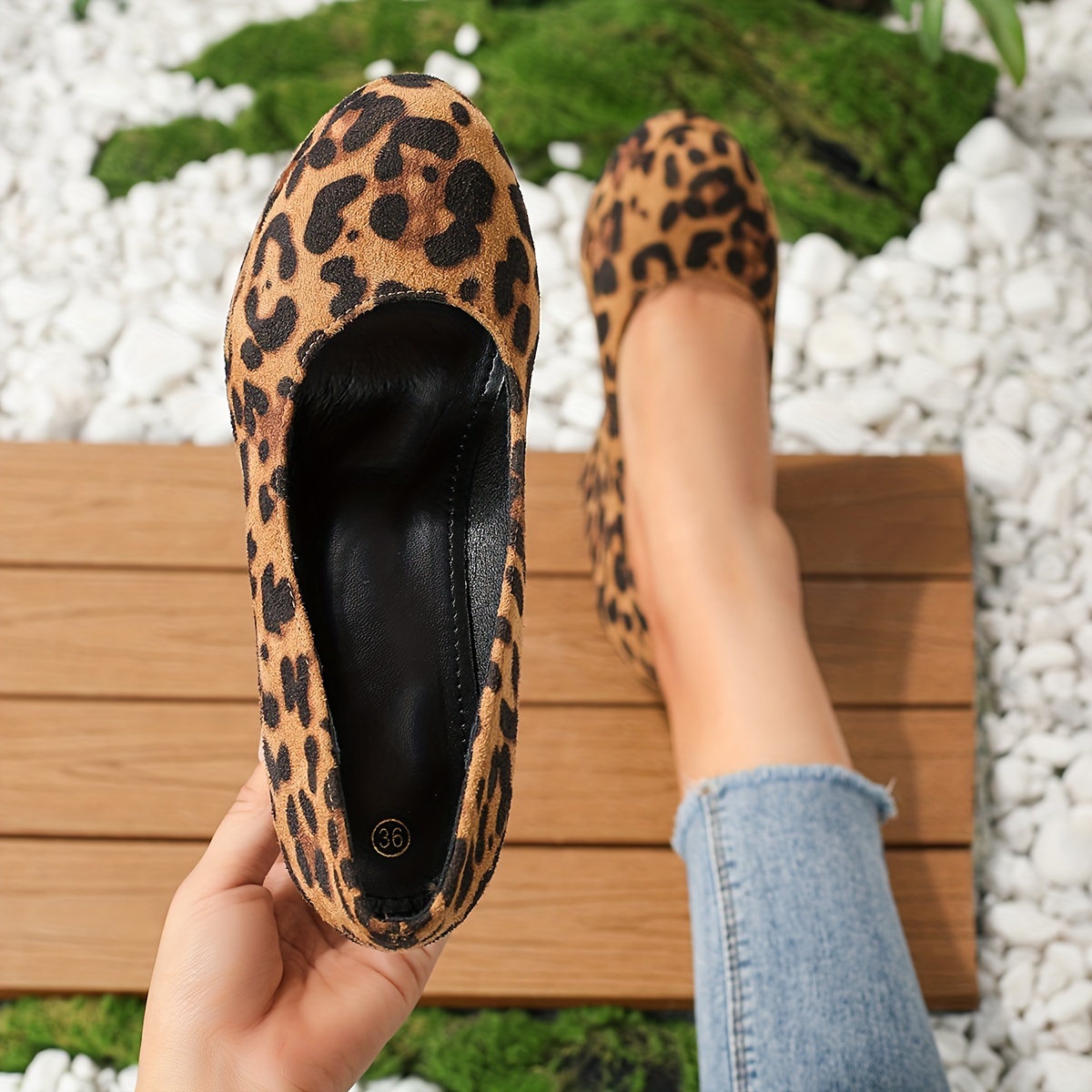 womens leopard print wedge heels retro soft sole slip on platform high heels comfortable party pumps details 8