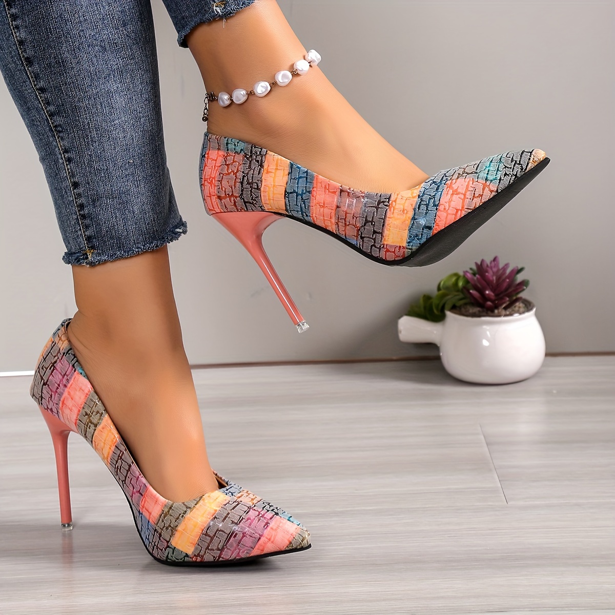 womens trendy stiletto heels elegant point toe dress pumps womens fashion slip on heels details 0