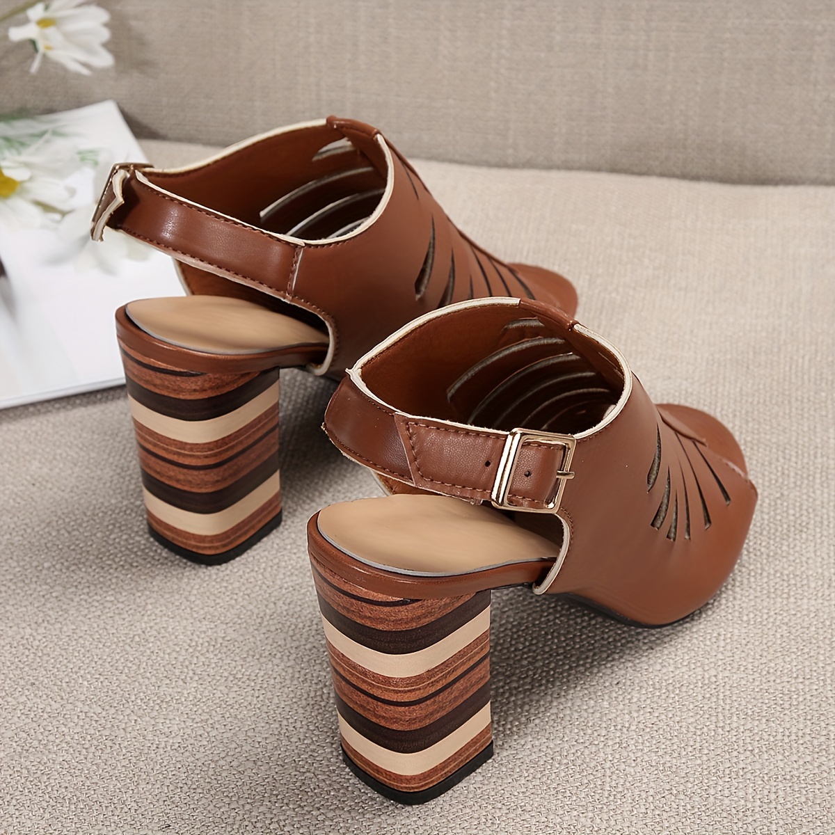 heeled sandals, womens block heeled sandals fashion open toe dress pumps comfortable buckle strap heels details 12