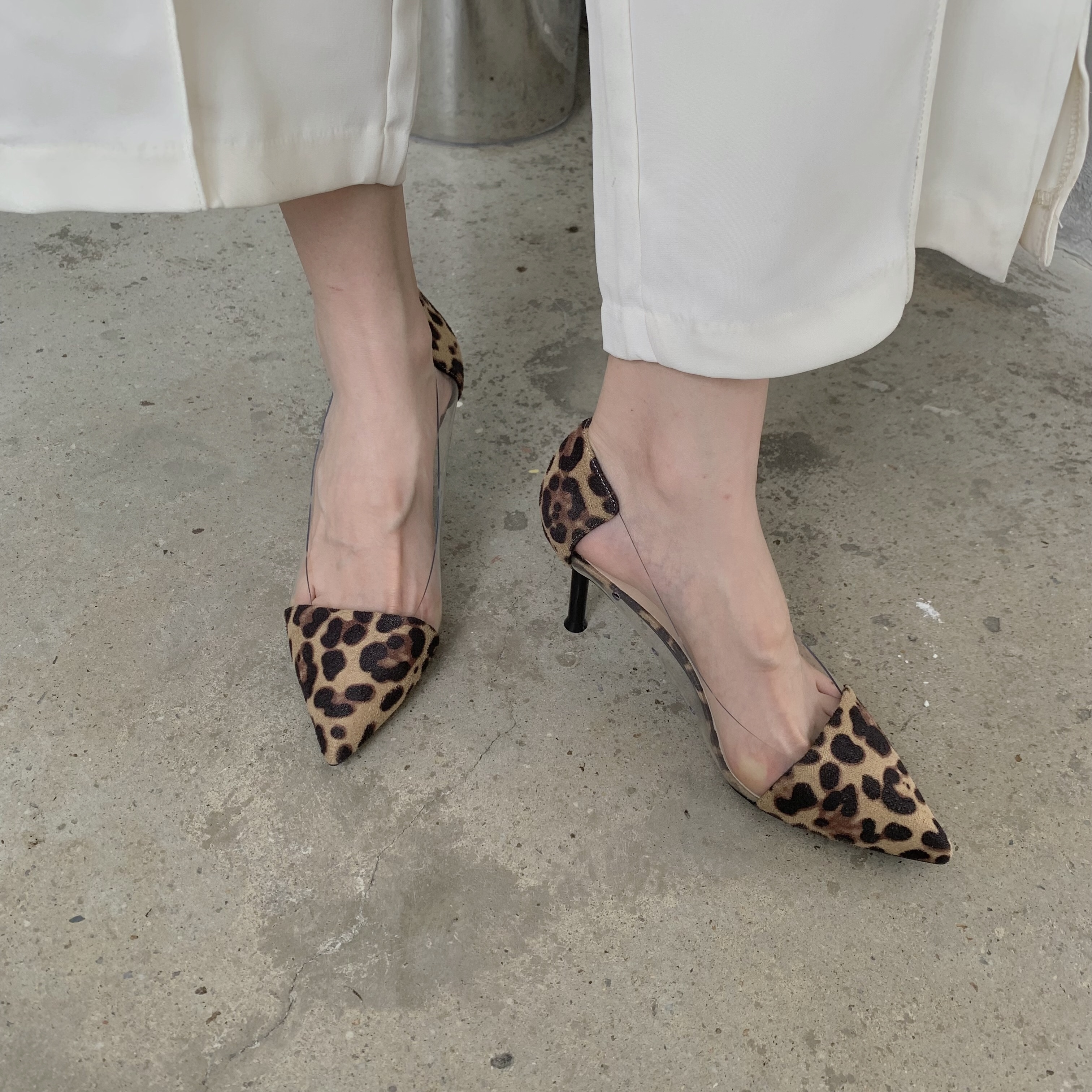 womens stiletto heeled shoes trendy point toe transparent pumps breathable slip on pumps details 12