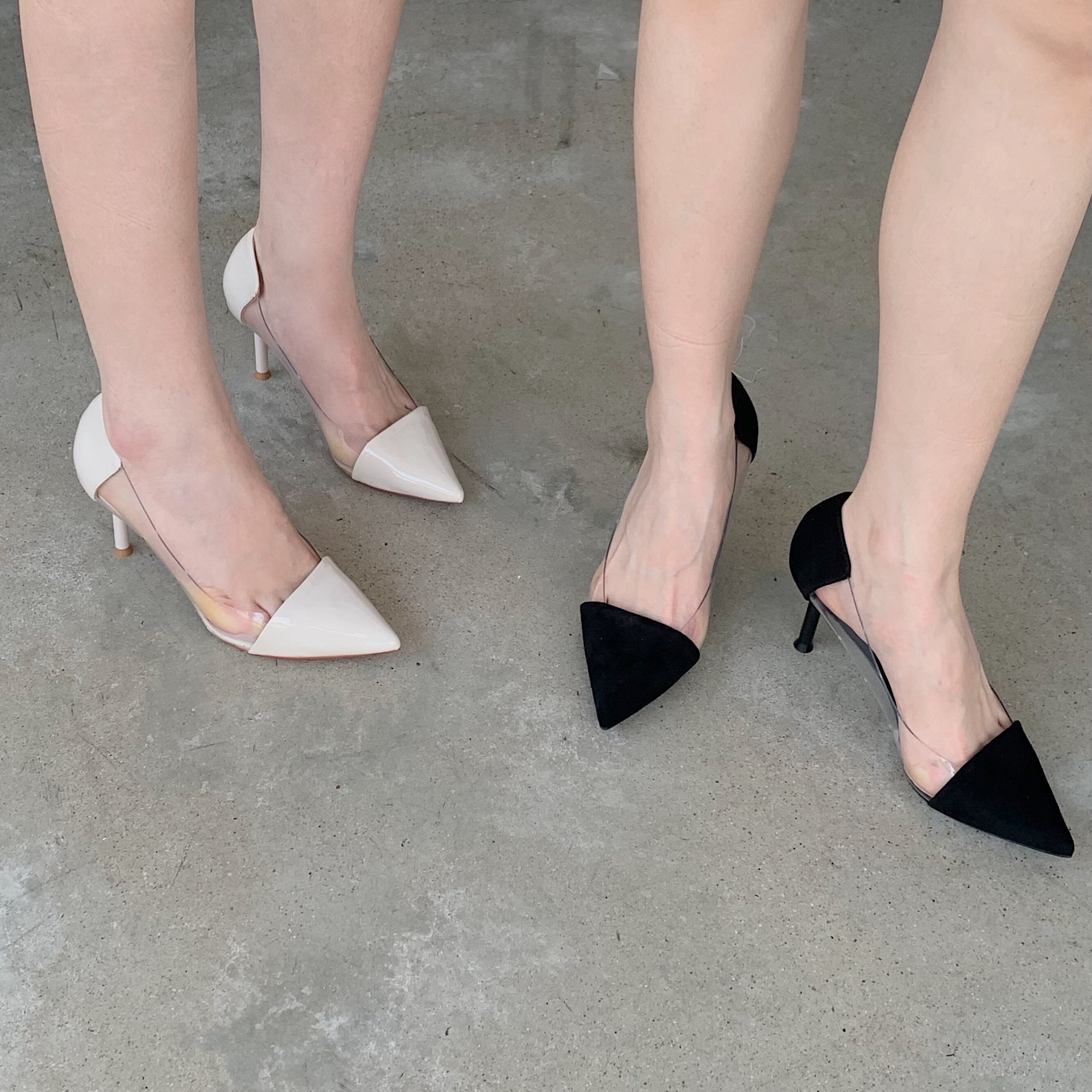 womens stiletto heeled shoes trendy point toe transparent pumps breathable slip on pumps details 21