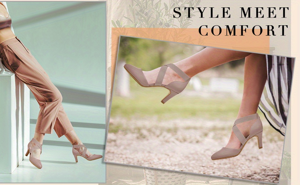 womens high heel sandals solid color pointed toe cross strap slip on heels versatile dorsay dress shoes details 2