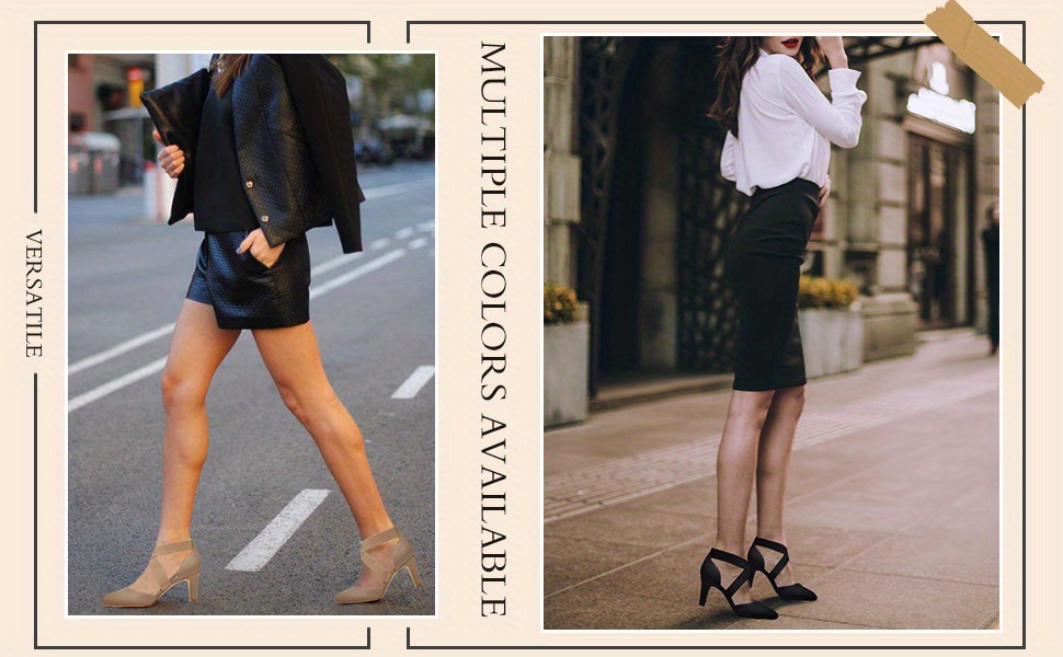 womens high heel sandals solid color pointed toe cross strap slip on heels versatile dorsay dress shoes details 4