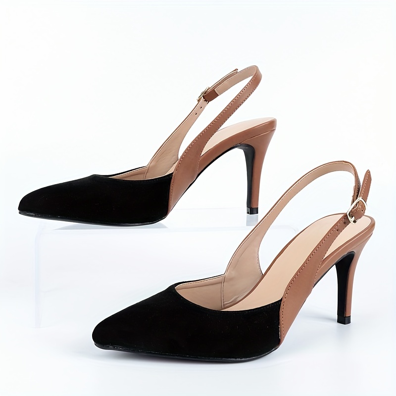 womens classic colorblock stiletto heels trendy buckle strap slingback heels womens versatile dress pumps details 3
