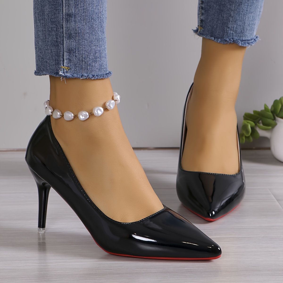 solid color shoes, womens solid color shoes shallow mouth casual slip on high heels point toe versatile party shoes details 0