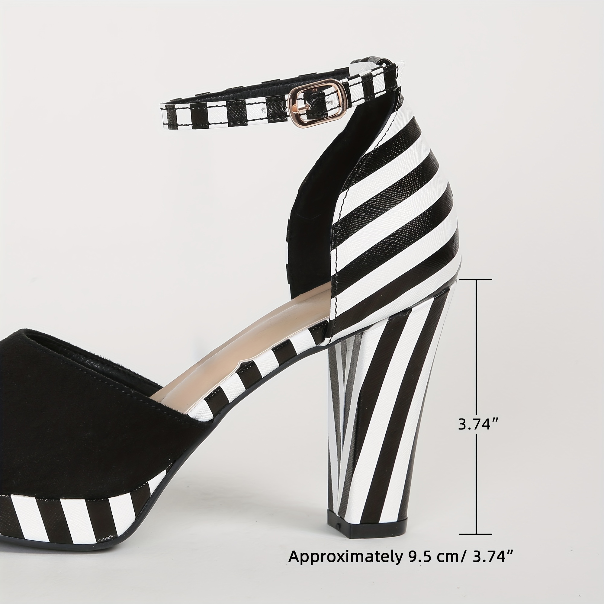 womens striped dorsay high heels fashion ankle strap platform sandals all match party dress shoes details 10