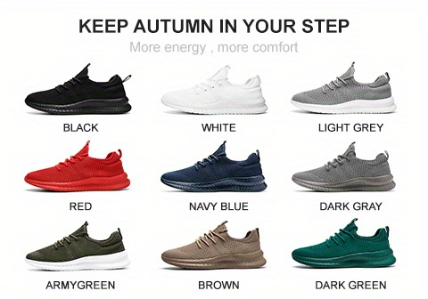 mens trendy breathable lace up knit sneakers with assorted colors casual outdoor running walking shoes details 0
