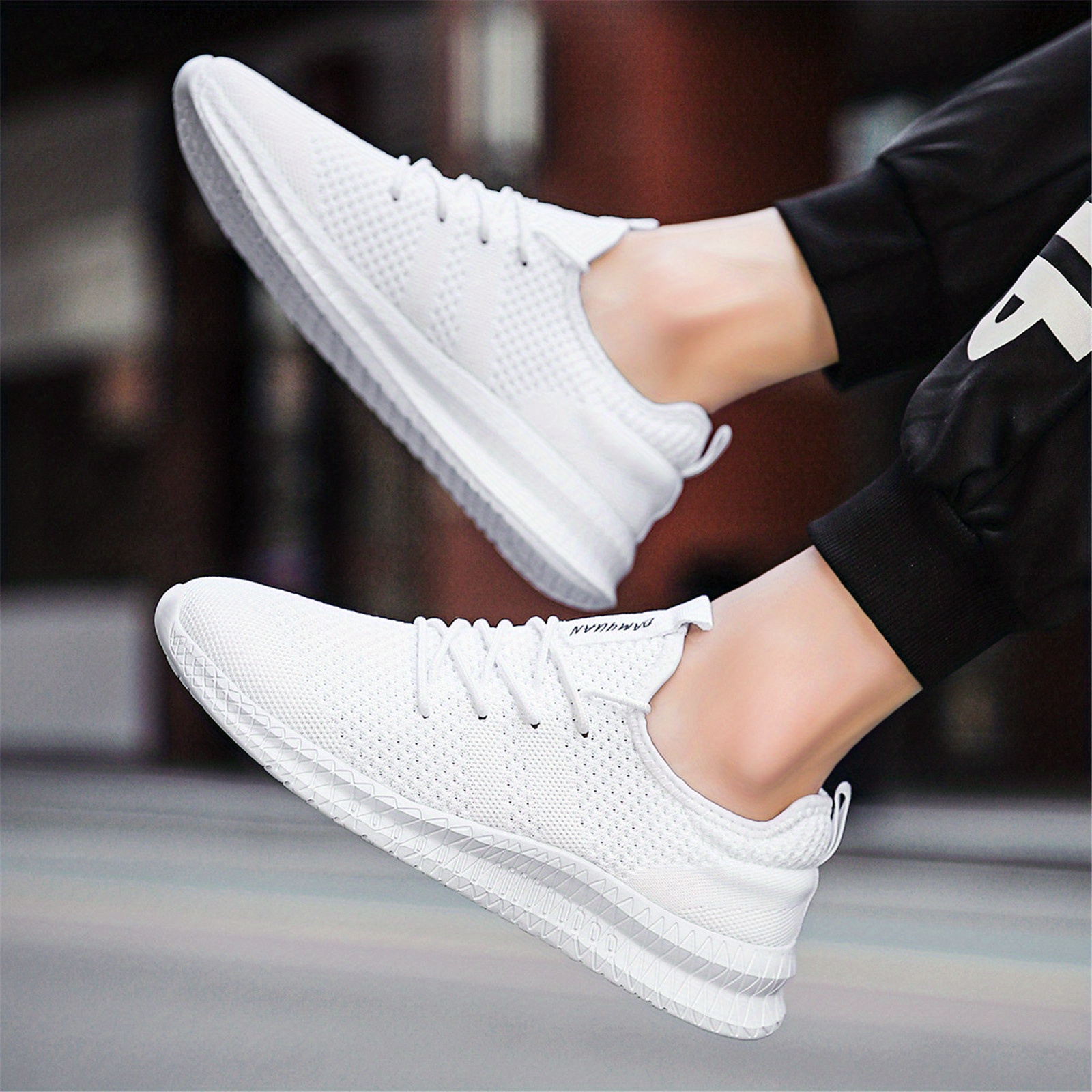 mens trendy breathable lace up knit sneakers with assorted colors casual outdoor running walking shoes details 9