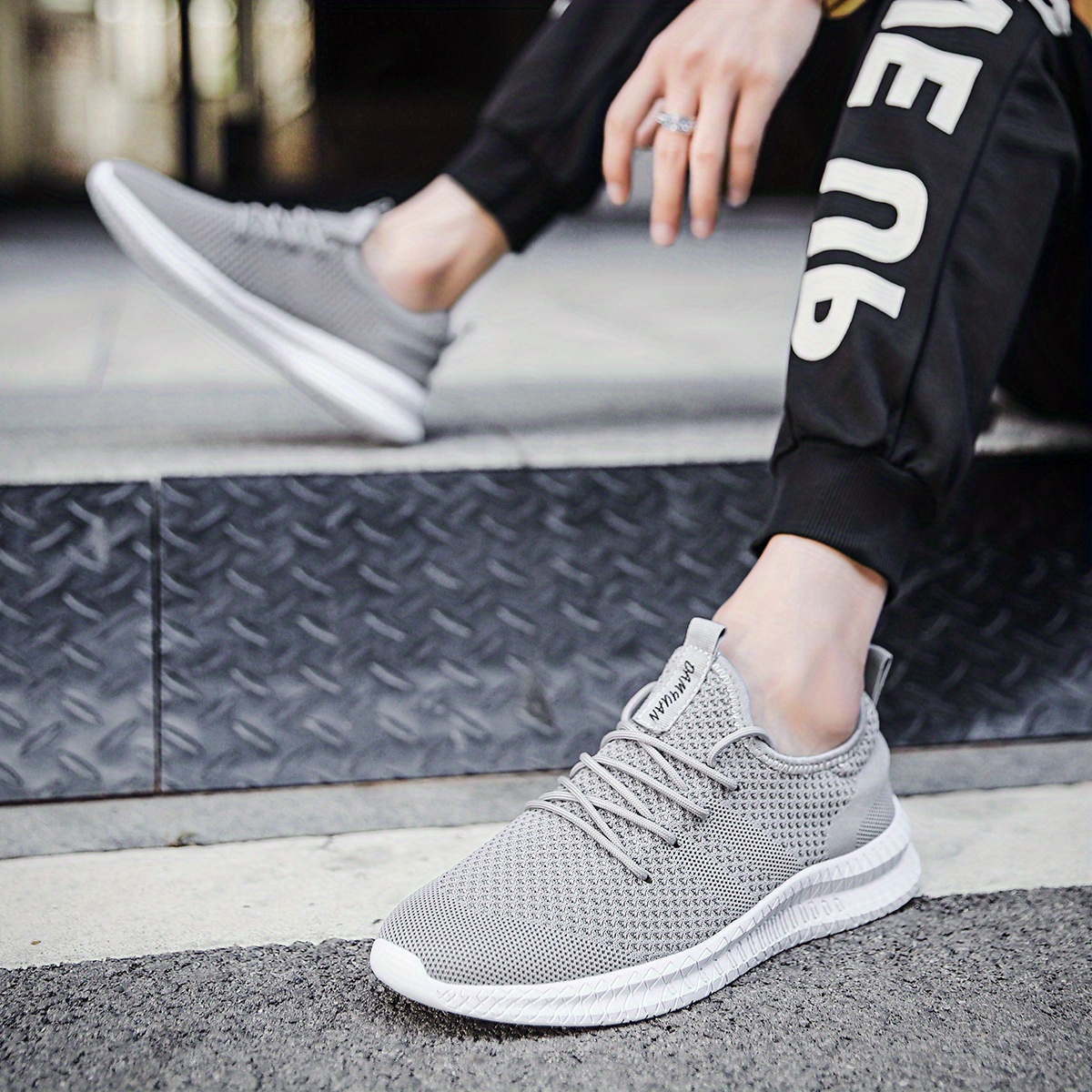 mens trendy breathable lace up knit sneakers with assorted colors casual outdoor running walking shoes details 12