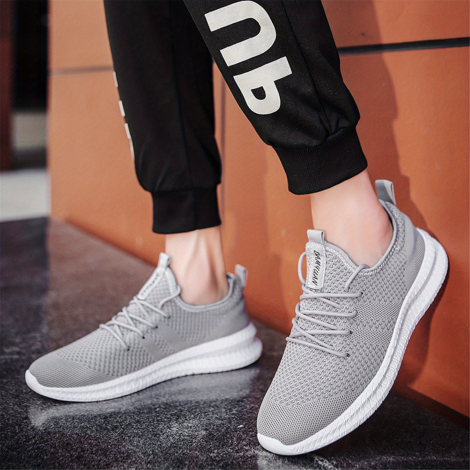 mens trendy breathable lace up knit sneakers with assorted colors casual outdoor running walking shoes details 14