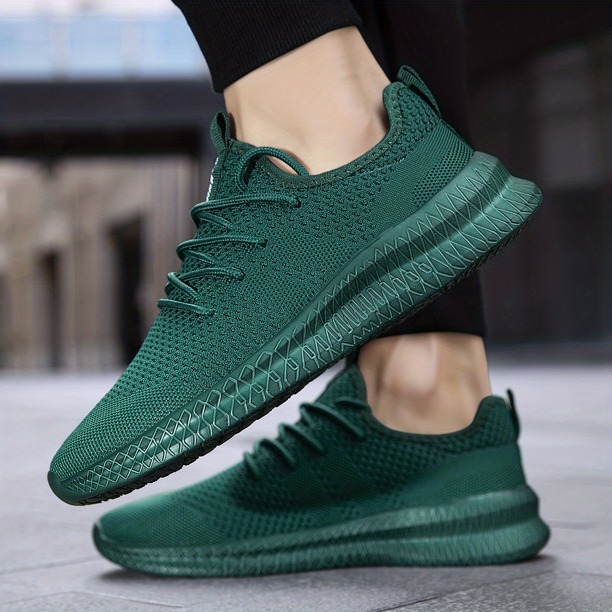 mens trendy breathable lace up knit sneakers with assorted colors casual outdoor running walking shoes details 18