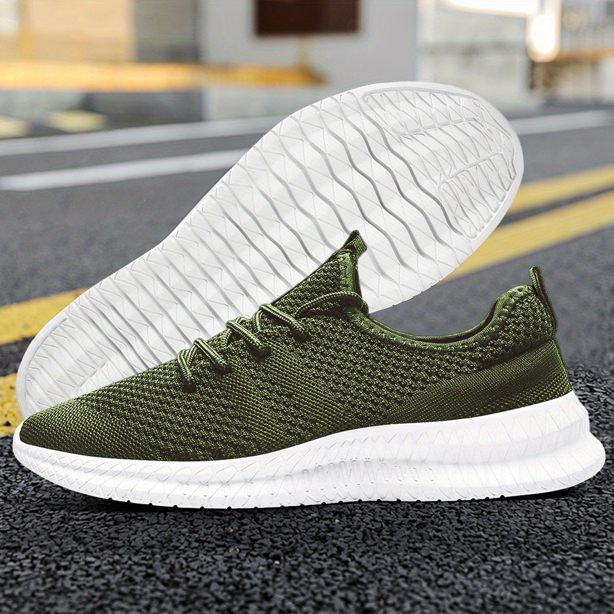 mens trendy breathable lace up knit sneakers with assorted colors casual outdoor running walking shoes details 26