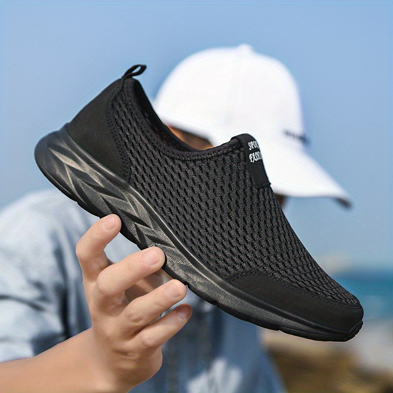mens mesh breathable lightweight slip on casual shoes for traveling jogging details 0