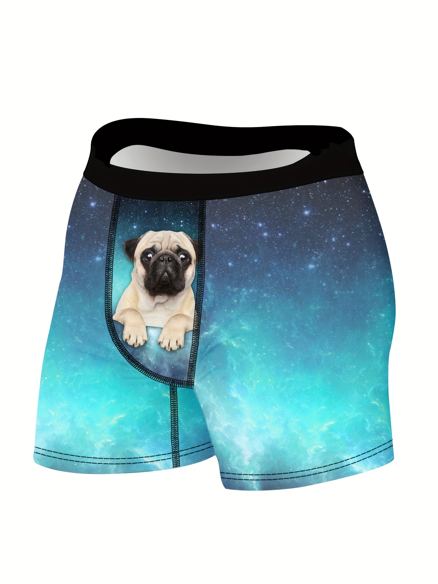 mens puppy starry sky pattern high stretch comfortable boxer briefs underwear details 4