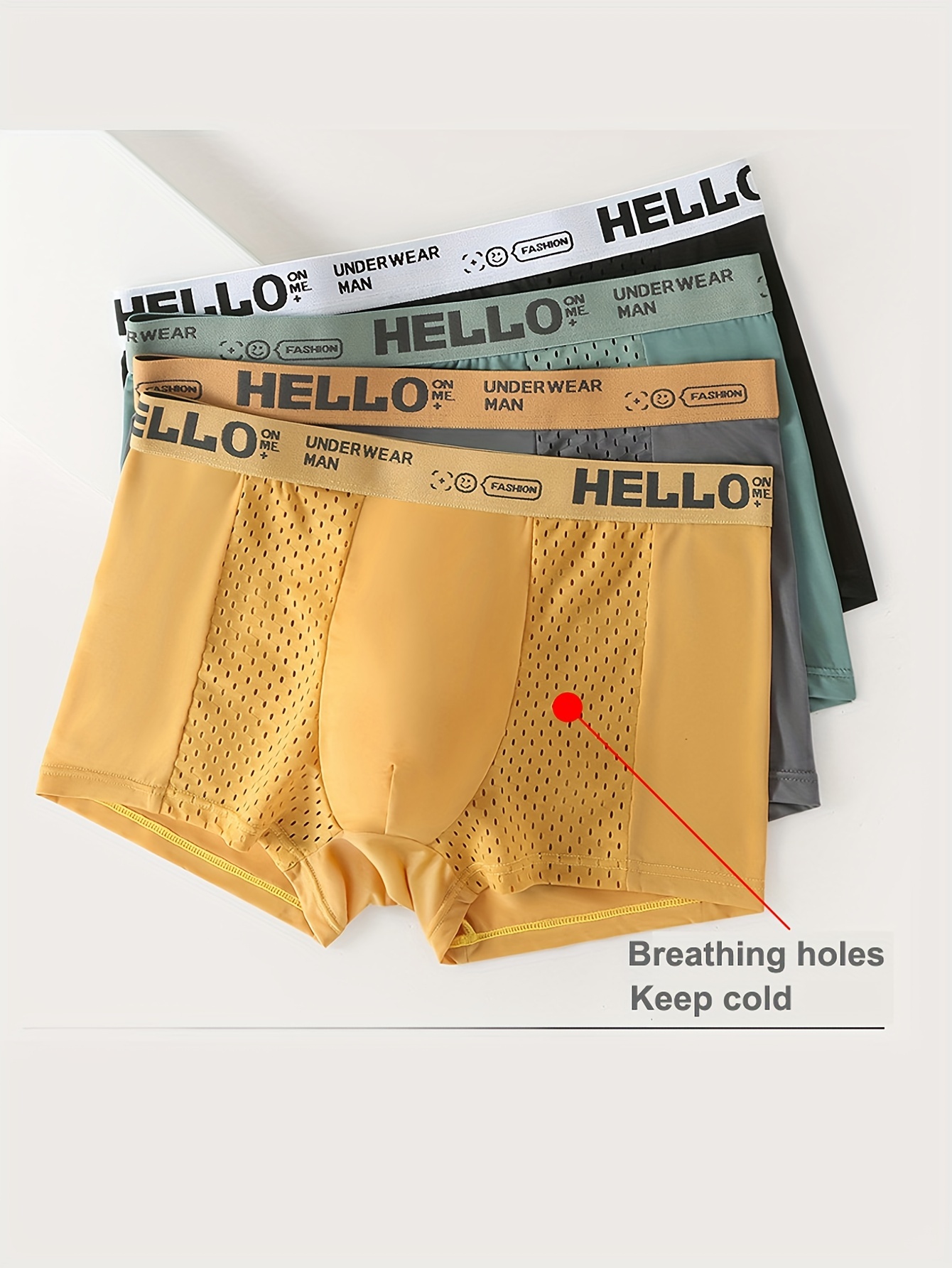 4pcs mens underwear ice silk mesh seamless breathable comfy quick drying boxer briefs shorts sports trunks details 0