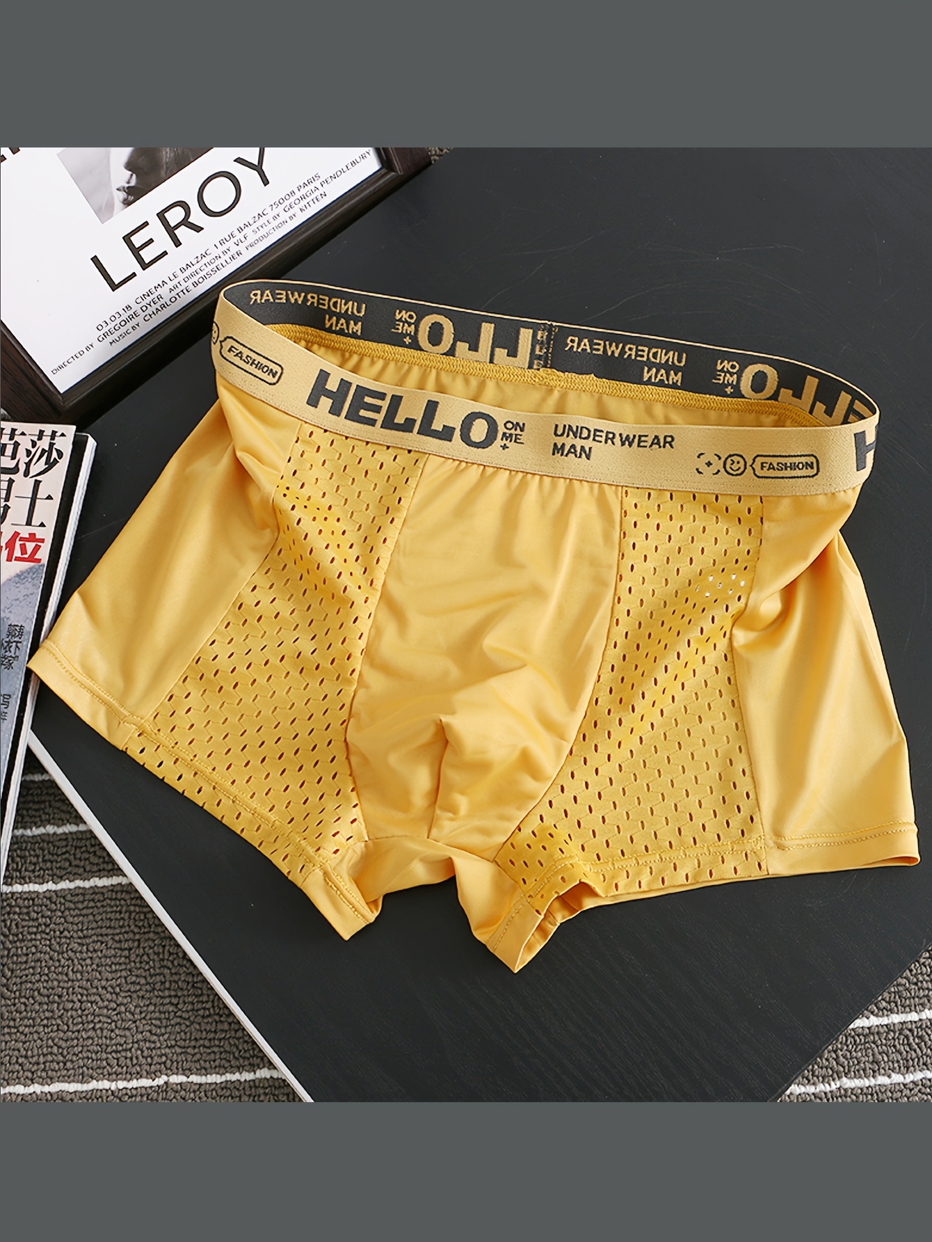 4pcs mens underwear ice silk mesh seamless breathable comfy quick drying boxer briefs shorts sports trunks details 4