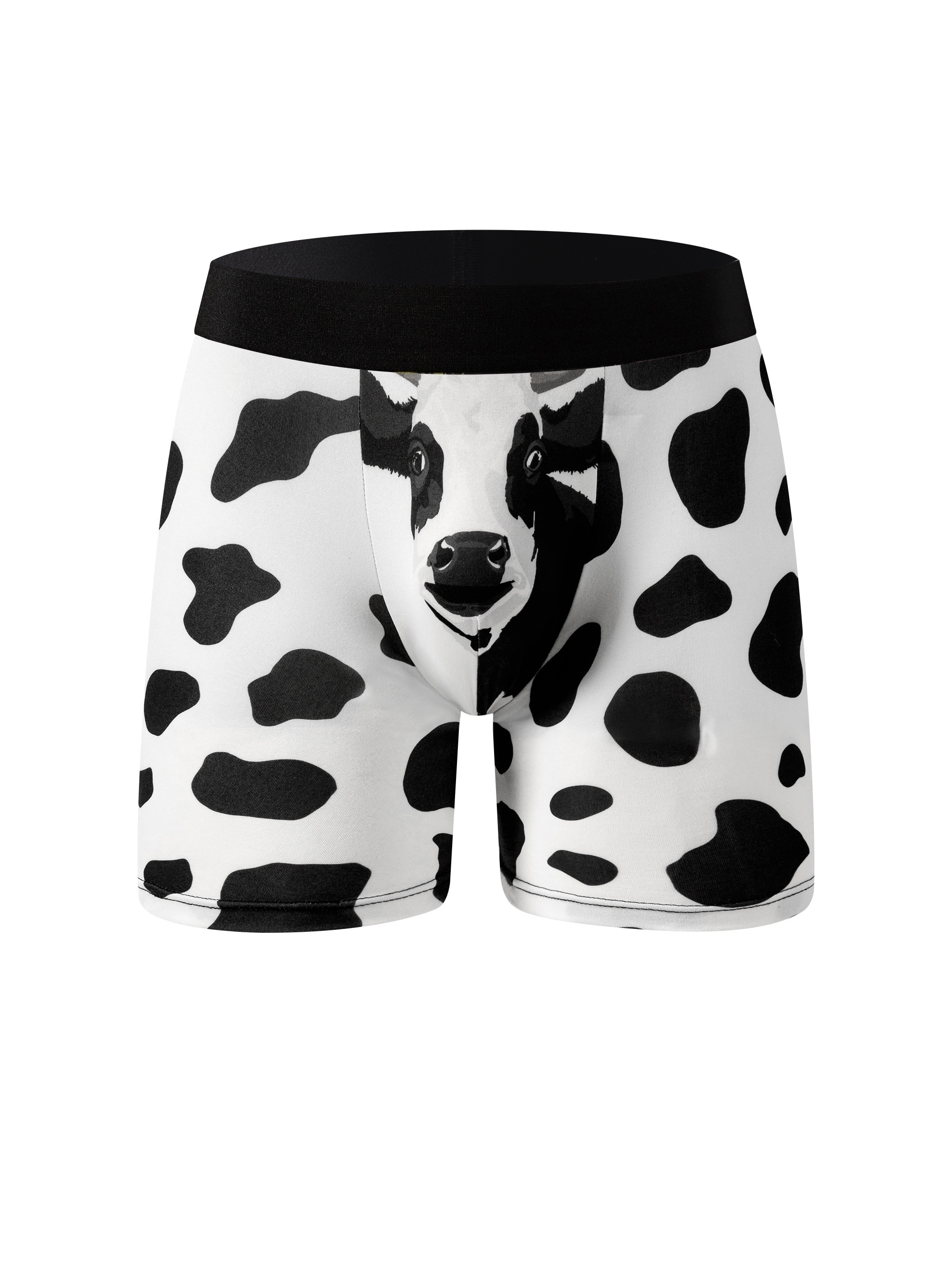 1pc mens cow print long boxers briefs shorts breathable comfy stretchy quick drying sports boxers trunks mens novelty graphic underwear details 1
