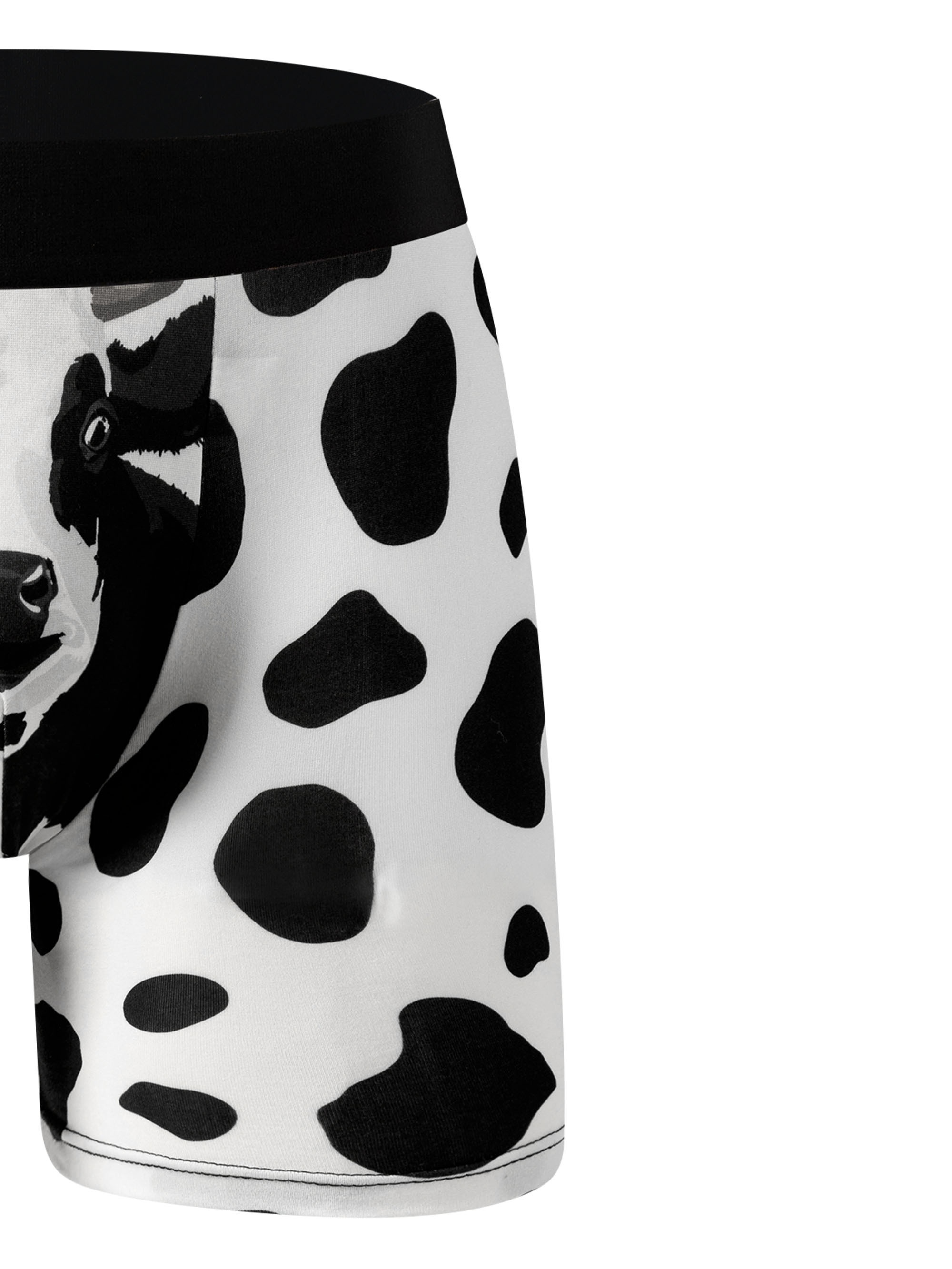 1pc mens cow print long boxers briefs shorts breathable comfy stretchy quick drying sports boxers trunks mens novelty graphic underwear details 3