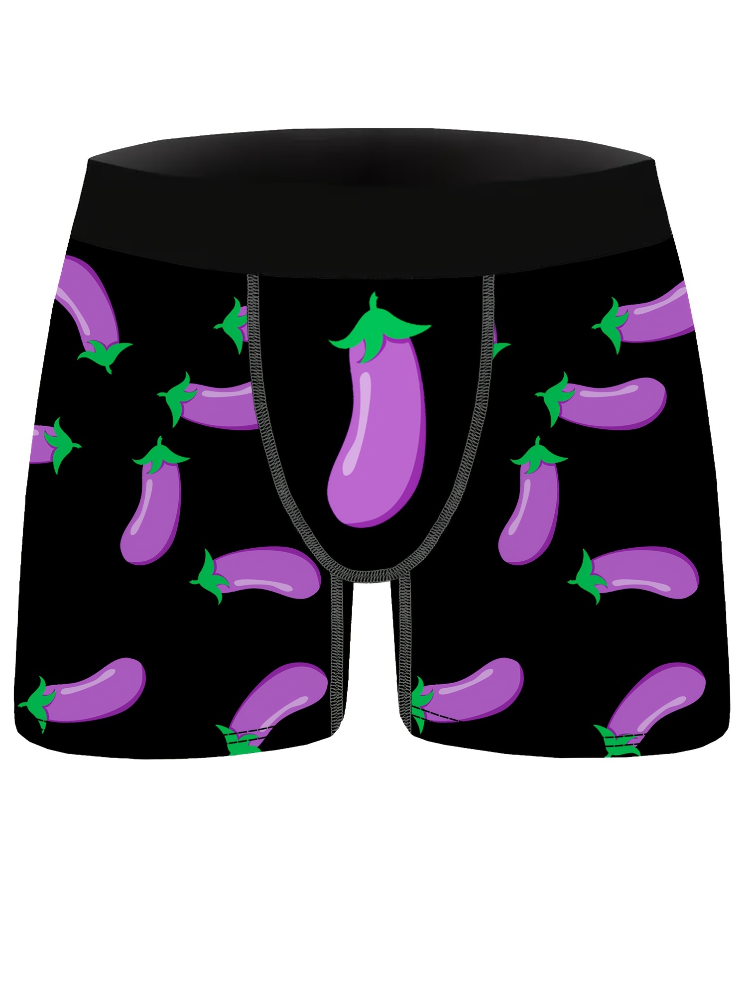 mens underwear purple eggplant print fashion novelty boxer briefs shorts breathable comfy high stretch boxer trunks details 0