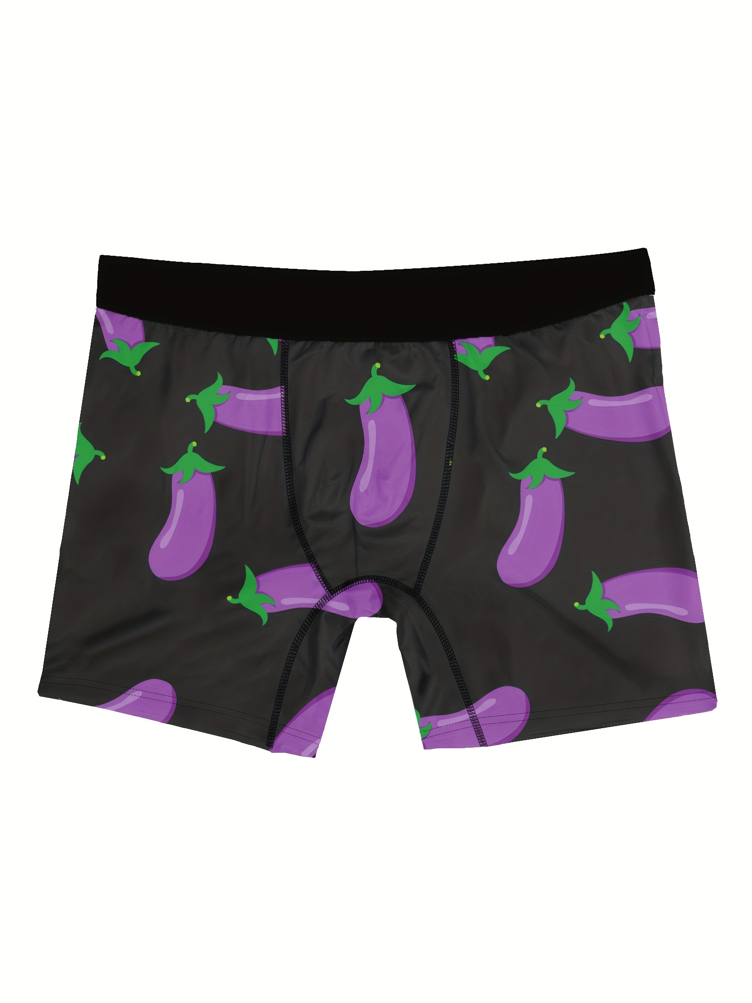 mens underwear purple eggplant print fashion novelty boxer briefs shorts breathable comfy high stretch boxer trunks details 3