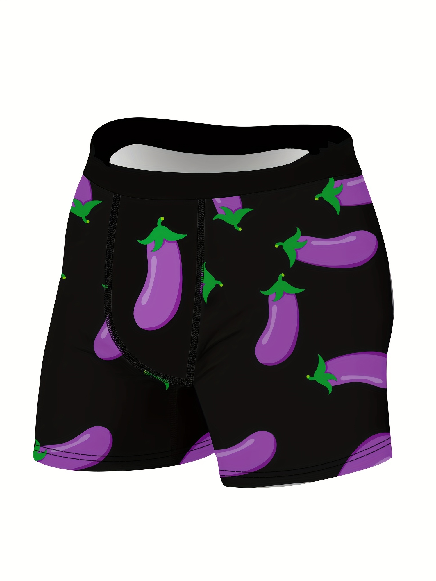 mens underwear purple eggplant print fashion novelty boxer briefs shorts breathable comfy high stretch boxer trunks details 5